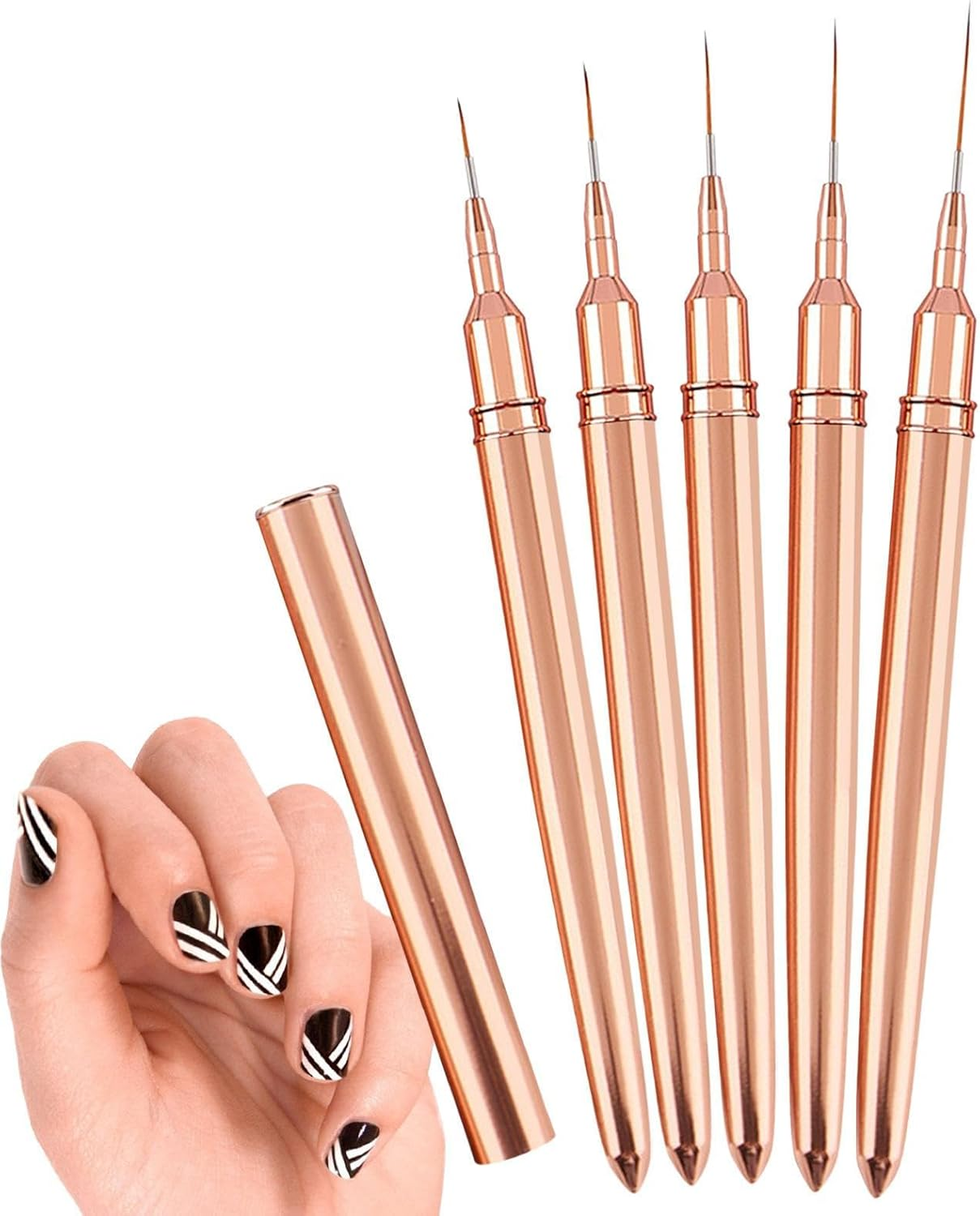 Liner Brushes | Striping Brushes Nail Drawing Set,5/8/13/20/25Mm Detail Drawing Brush, Painting Art Design Set for Long Lines, Professional Nail Puchen