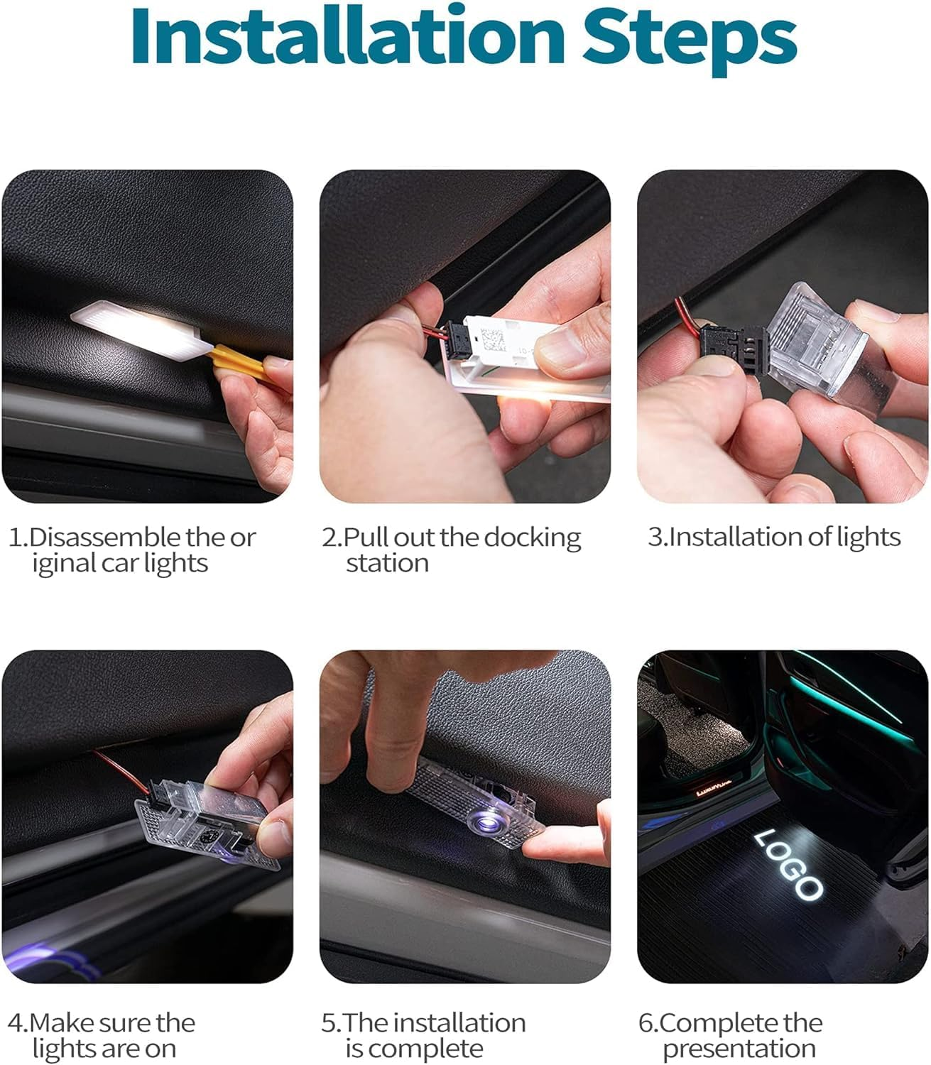 Car Door Logo Projector LED Welcome Lights Compatible with BMW 1/3/4/5/6/7/X1/X2/X3/X4/X5/X6/X7/M/Z/GT Accessories - No Fade 4K-HD (2 Pack) image number 1