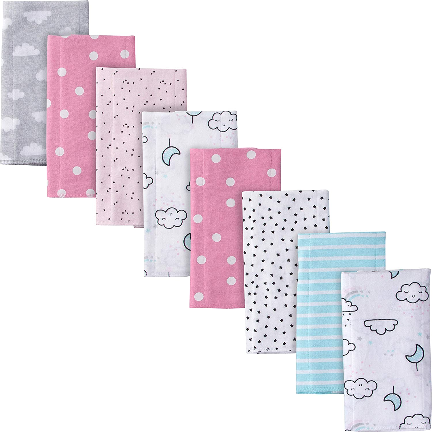 Gerber Baby 8-Pack Flannel Burp Cloths, Elephants, 20" X 14"