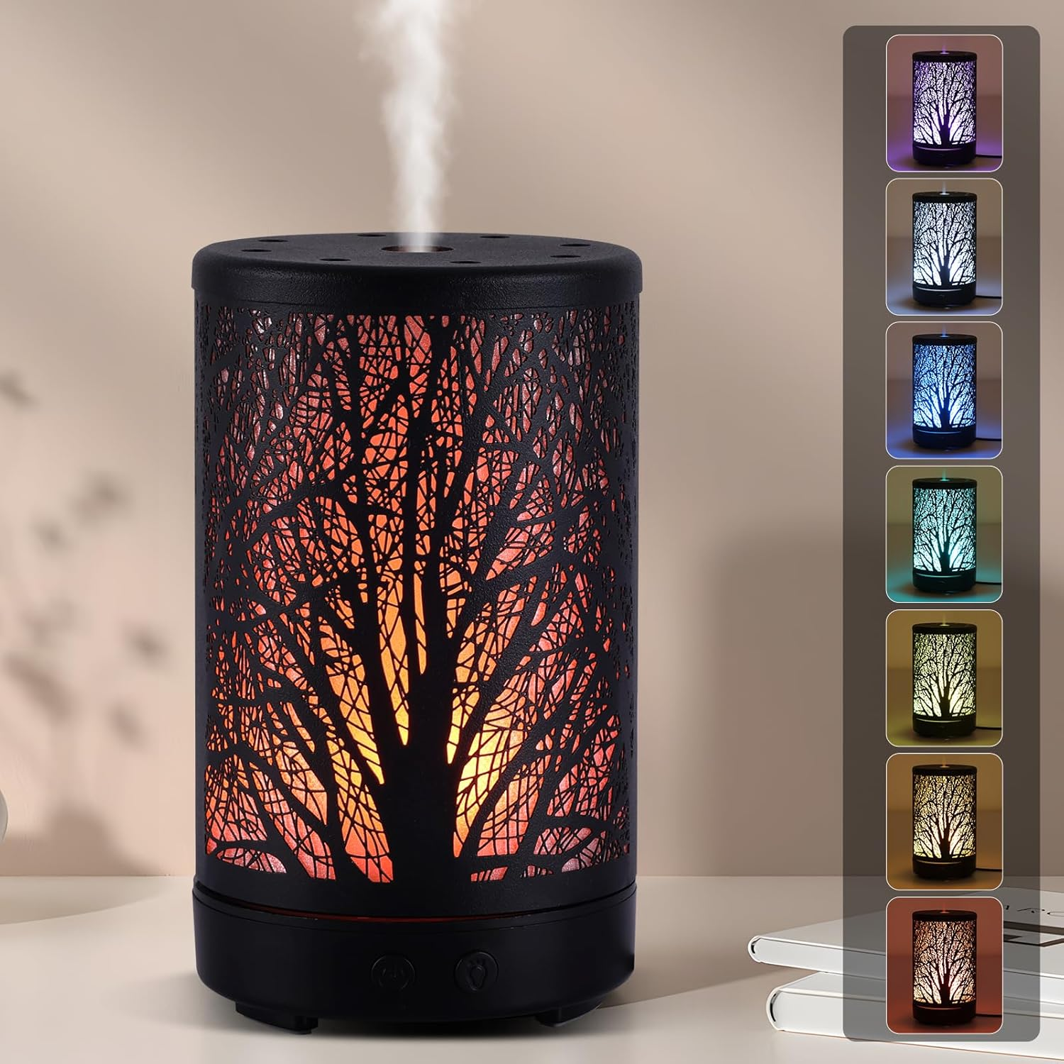 Metal Essential Oil Diffuser，Aromatherapy Diffuser 7 Colors Changed Ultrasonic Diffuser Air Led Diffuser Infuser Oil Machine Essential Oils for Diffusers for Home Large Room Office image number 2
