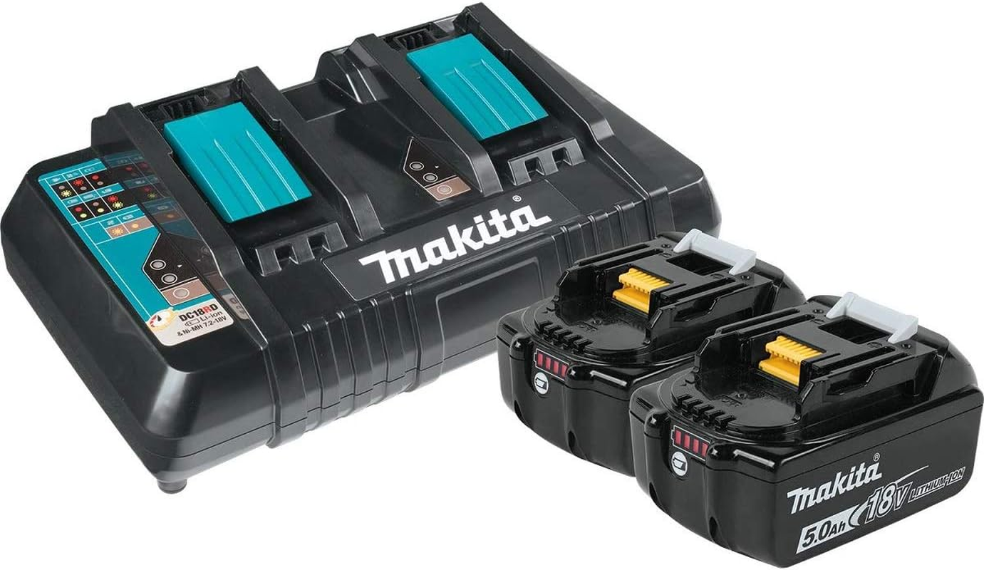 Makita 18V Same Time Dual Port Rapid Battery Charger with 2 X 5.0Ah Battery image number 1