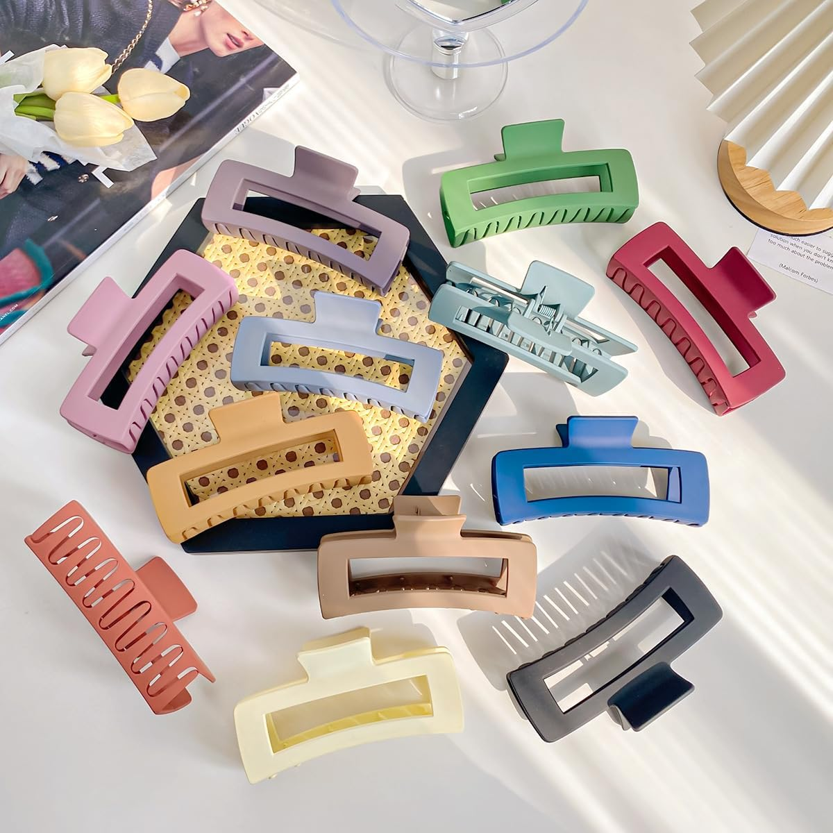 6-Piece Oversized Hair Clip Set, Suitable for Women with a Lot of Hair, Strong and Sturdy Grip Clip, 6 Colors Matte Durable, 5 Inches