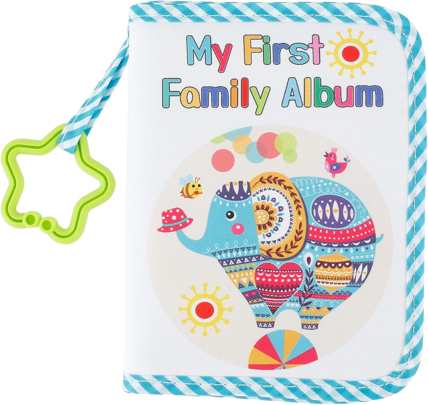 Djapwpx-Soft Cloth Photo Book, Cloth My First Photo Book, Free Illustration Baby Photo Album with Plastic Star Hook, inside Smooth Page First Year Memory Album, Safe Photo Album for Baby (Grey)