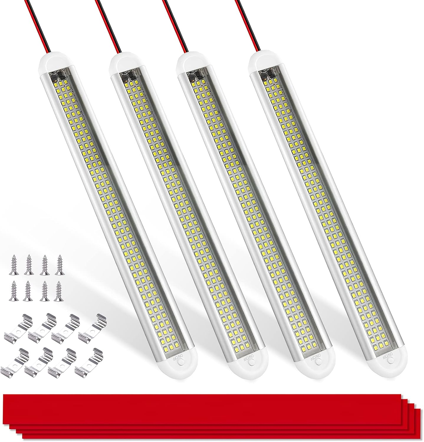 12V LED Interior Light Bar, 120 LED Strip Lights 1500LM 8W DC12-85 Volt for RV Interior, Cargo Trailer Lights with Switch for Enclosed Trailer Boat Car Van Truck Camper Lorry Motorhome[4Pack] image number 5