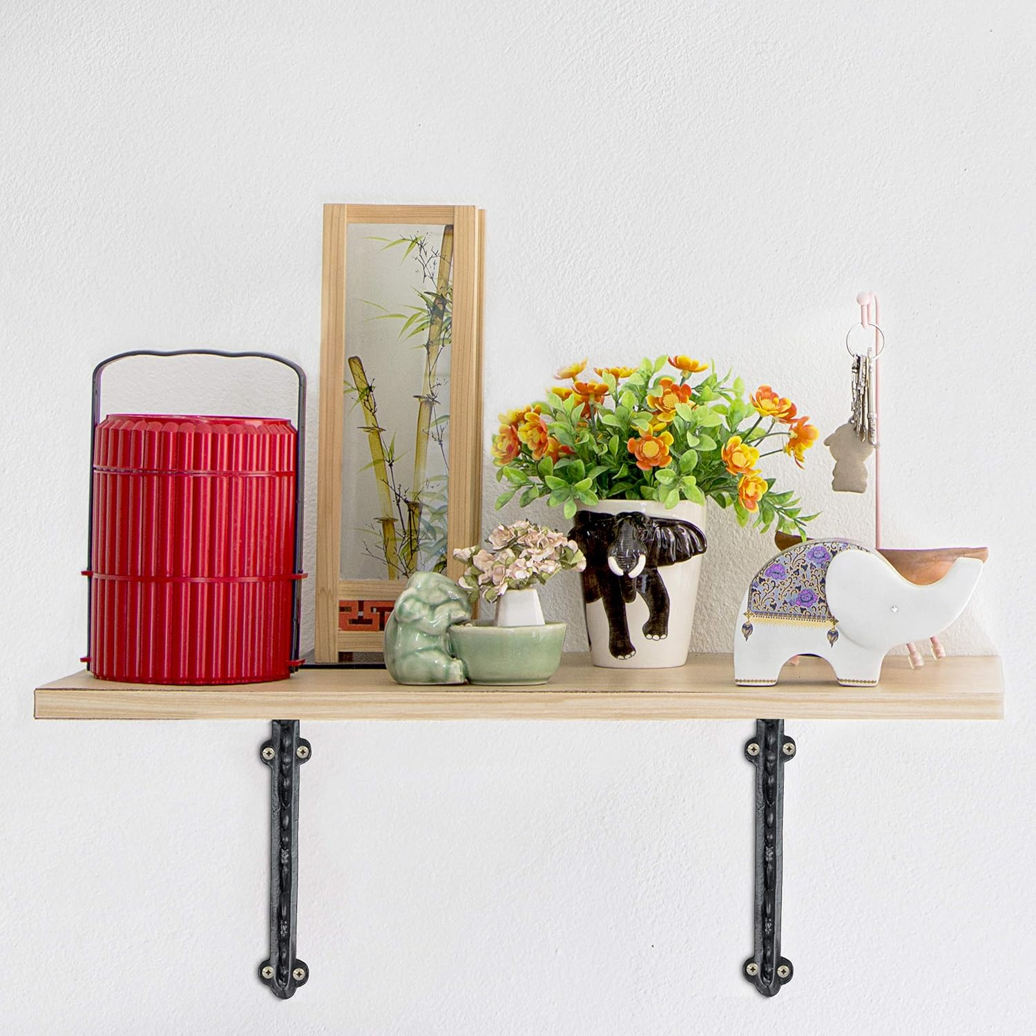 Relaxdays 2X Shelf Brackets, Cast Iron, Rack Support, Vintage Motif, HWD: 21.5 X 4 X 21.5 Cm, Angle for Shelves, White image number 1