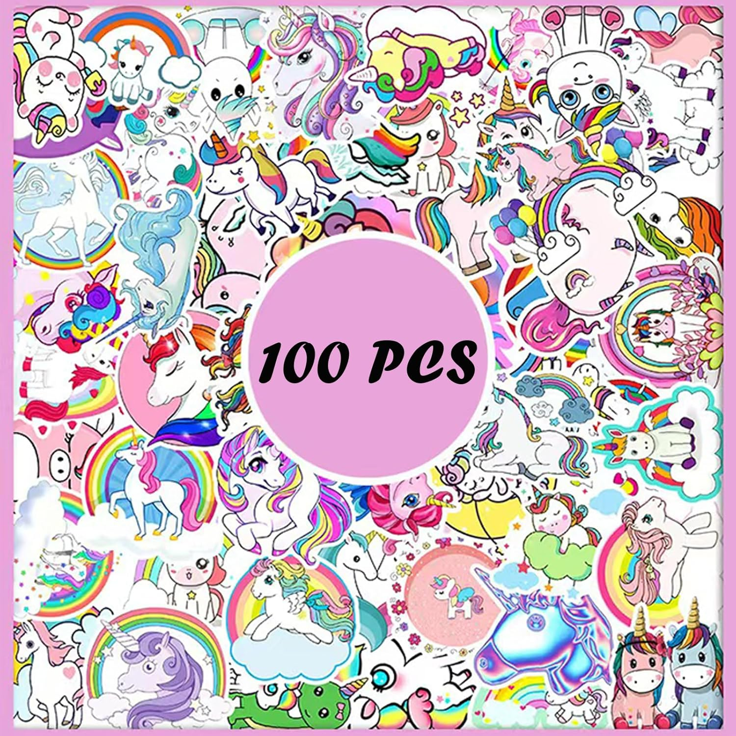 Unicorn Stickers, Cute Water Bottle Stickers for Girls, 100 PCS Waterproof Vinyl Laptop Girly Stickers - Unicorn Decoration for Kids, Teens and Adults