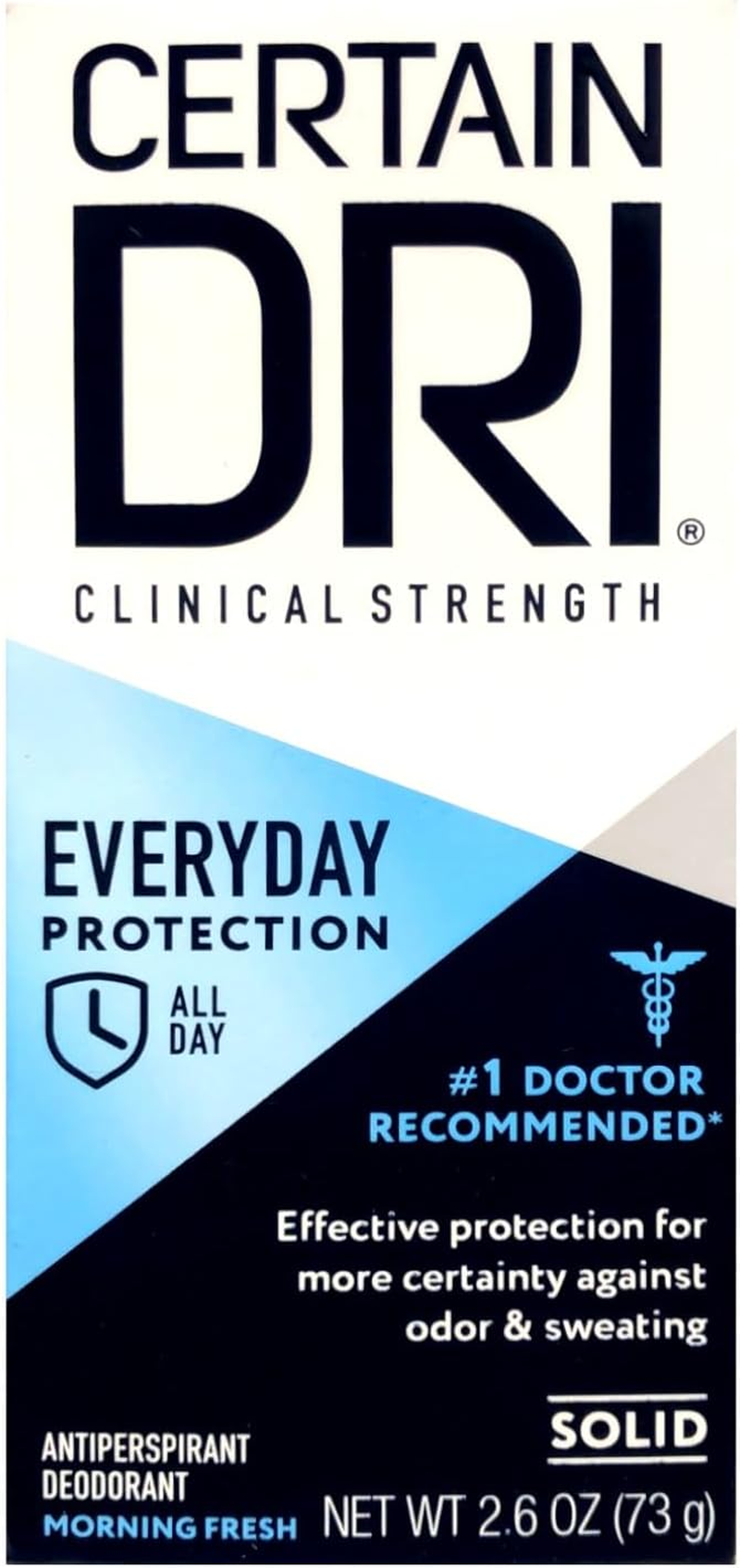 CERTAIN DRI Everyday Strength Clinical, Antiperspirant/Deodorant, Morning Fresh Solid 2.6 Oz (Pack of 3) image number 3