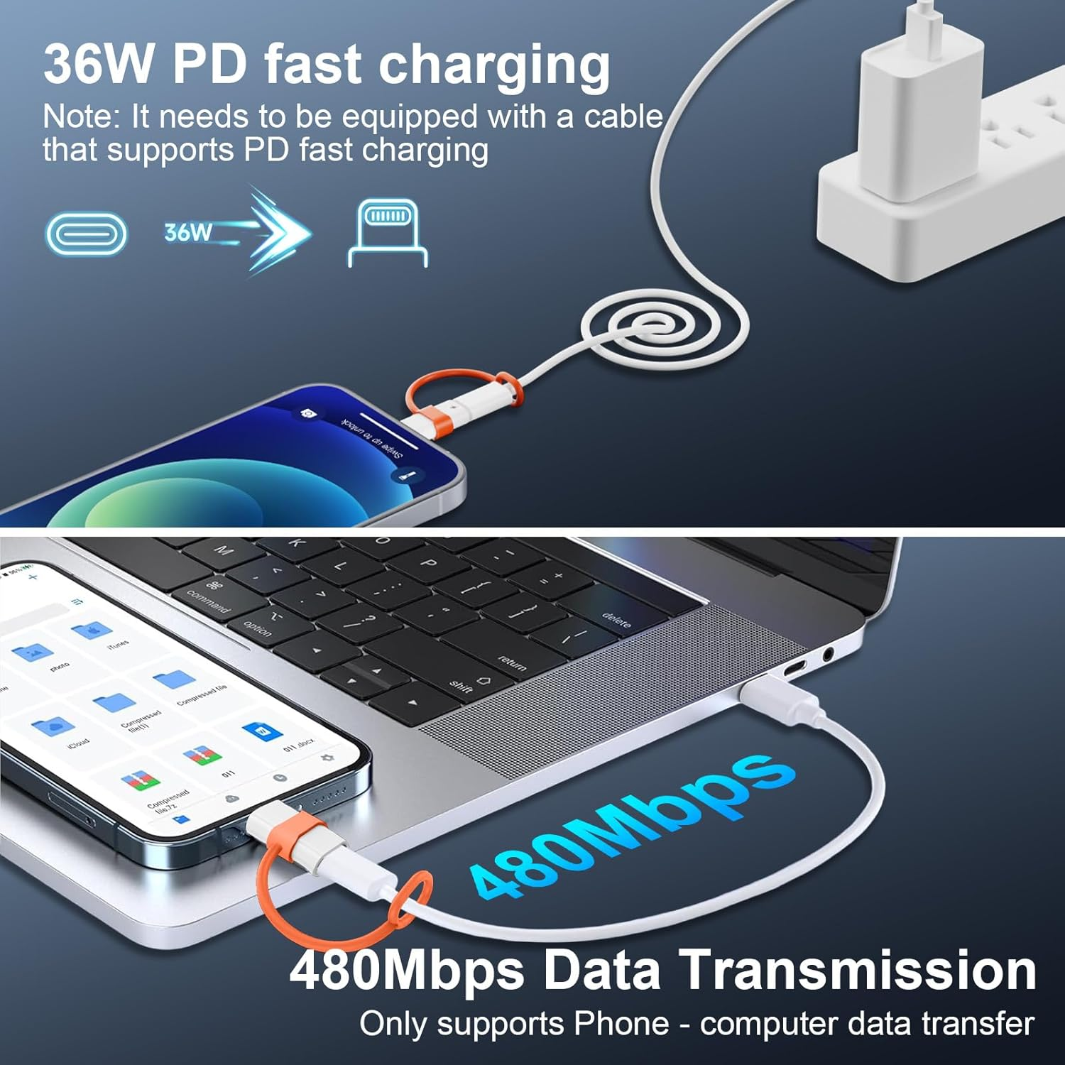 Loydia USB C to Lightning Adapter, USB C Female to Lightning Male Adapter, Pack of 2, 36W PD Fast Charging/Data Transfer USBC to Lightning Adapter for Iphone 14/13/12/11, Not for Headphones/Audio/Otg image number 1