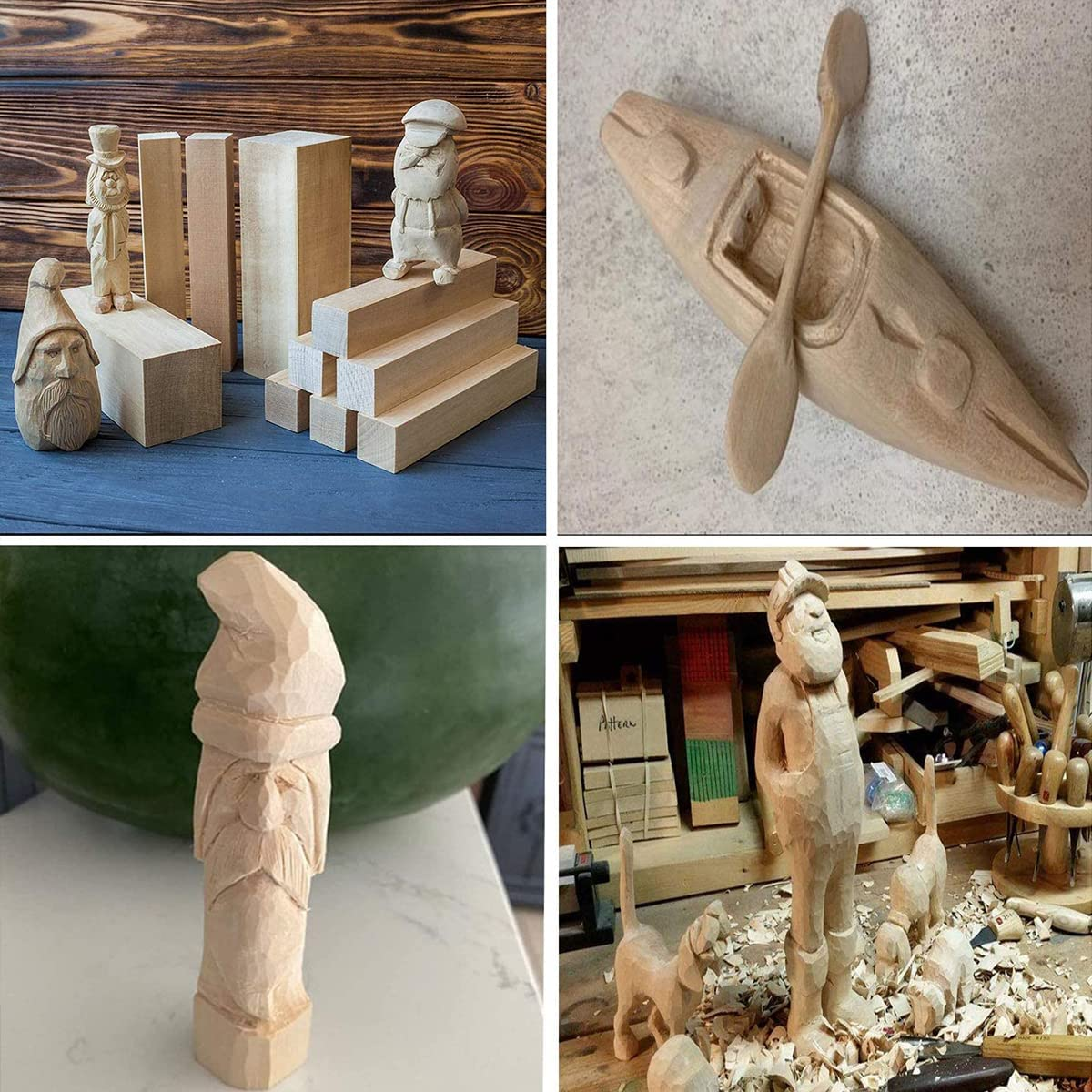 Basswood Carving Block 10Pcs Unfinished Wood Blocks 2 Sizes Natural Soft Wood Carving Whittling Block Art Supplies for Beginner to Expert Carvers DIY Wood Craft image number 3