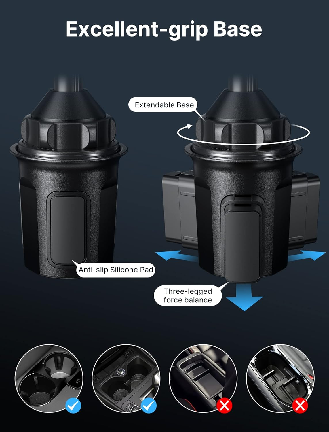 JSAUX Car Cup Holder Cellphone Mount, Metal Long-Arm Ultra Stable Phone Holder for Car Cupholders - Adjustable Compatible with Iphone 16 15 Pro Max 13 12 11, Samsung Galaxy S24 S23 Ultra, Pixel image number 2