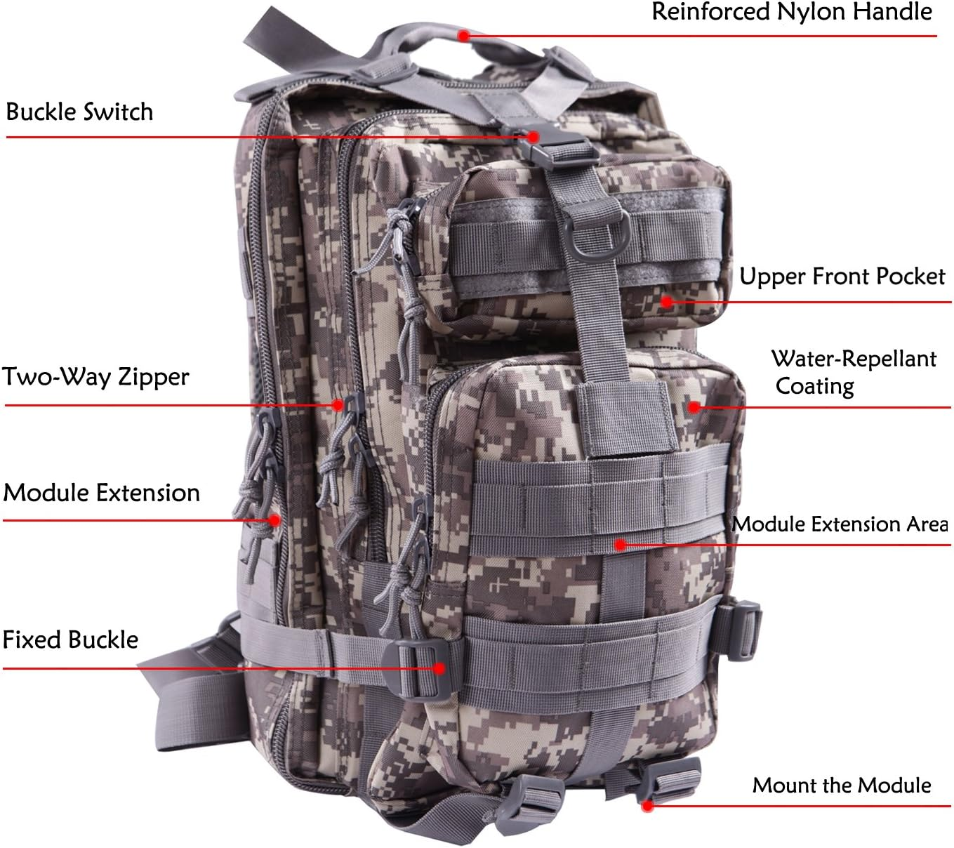 HDE Tactical Military Backpacks 20L MOLLE Bug Out Bag Survival Backpack image number 5