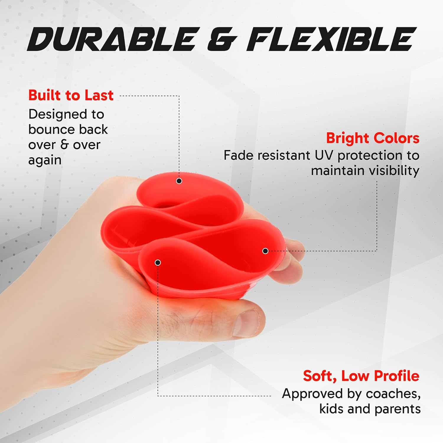 Pro Disc Cones (Set of 50) - Agility Soccer Cones with Carry Bag and Holder for Sports Training, Football, Basketball, Coaching, Practice Equipment, Kids - Includes 15 Best Cone Drills Book - Blue And Red image number 5