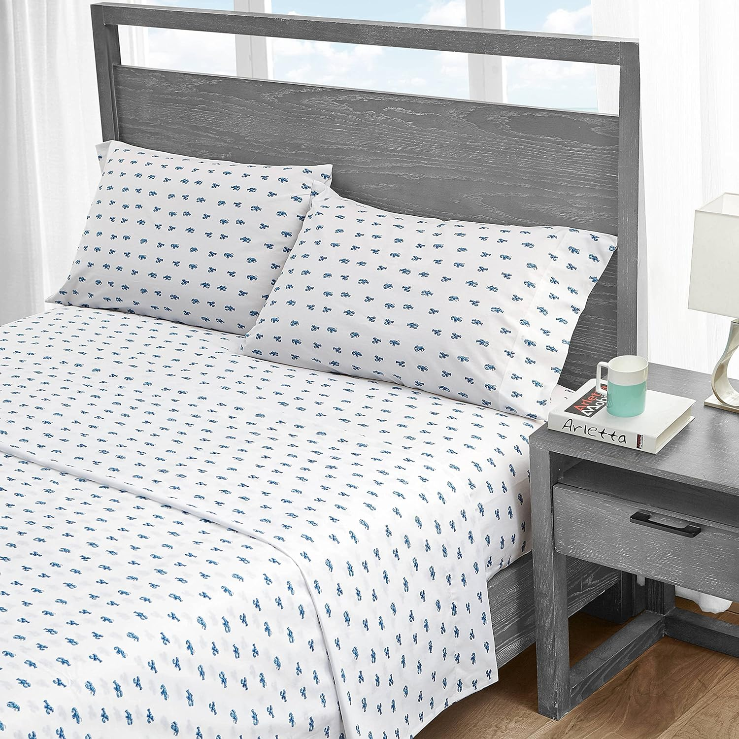 Nautica - King Size Sheets, Cotton Percale Bedding Set, Crisp & Cool, Coastal Bedding Set (Cloyster Blue, King) image number 2