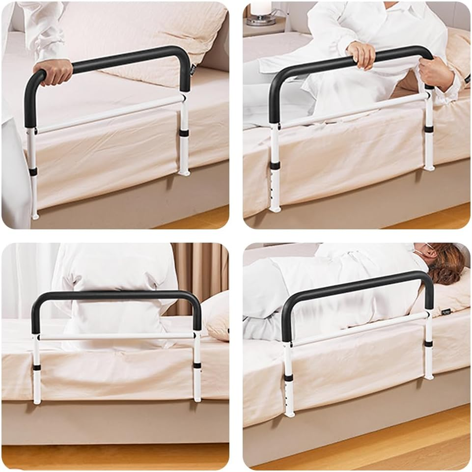 4 Height Adjustable Bedside Handrail, Bedside Assist Grab Bars, Bedside Safety Bed Rail Rack, Portable Bed Assist Rail, Grab Bar for Disabled, Senior, Elderly, People in Need