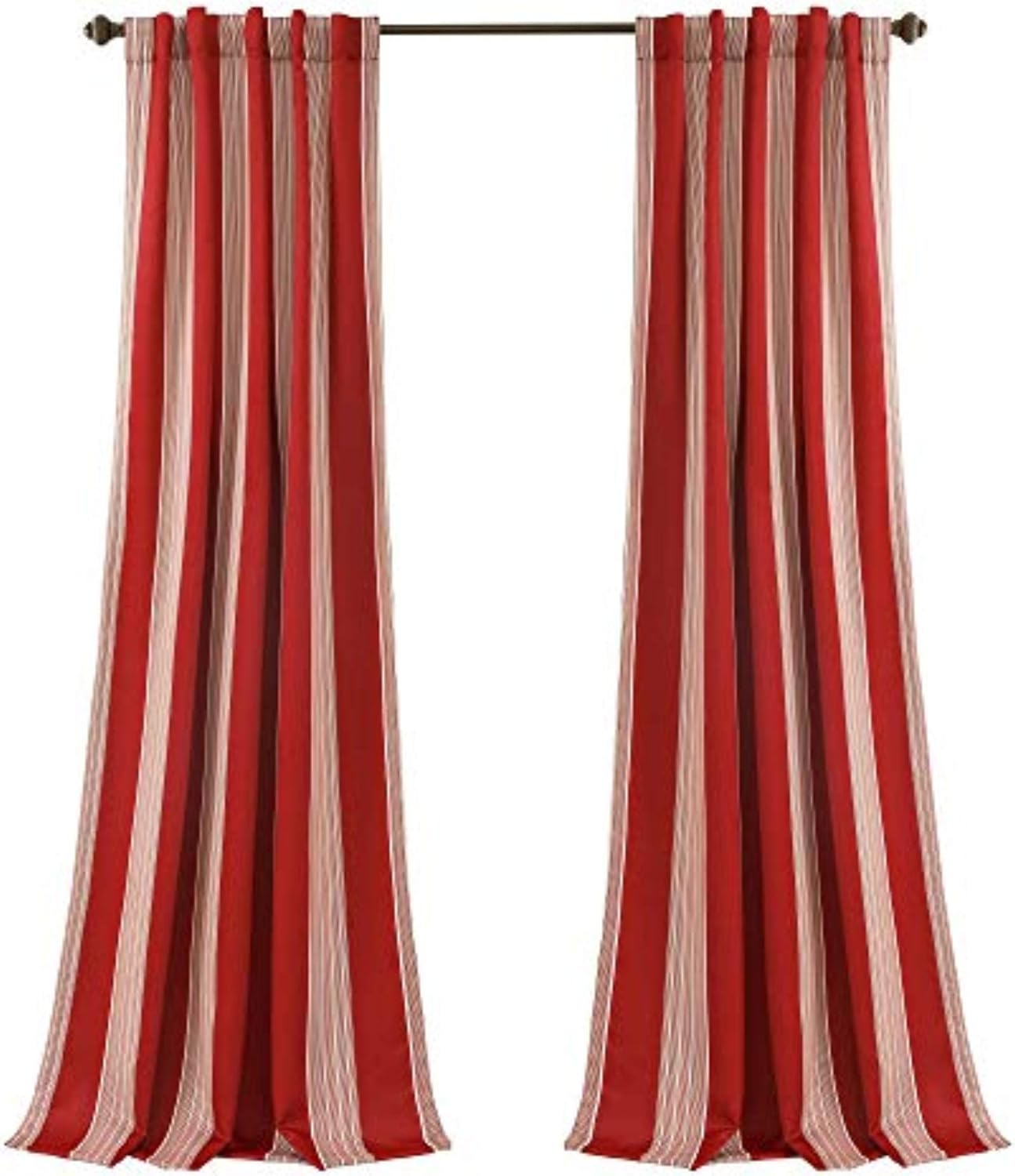 Lush Decor Julia Stripe Curtains | Light Filtering Striped Window Panel Set for Living, Dining, Bedroom (Pair), 84&rdquo; X 52&rdquo;, Gray