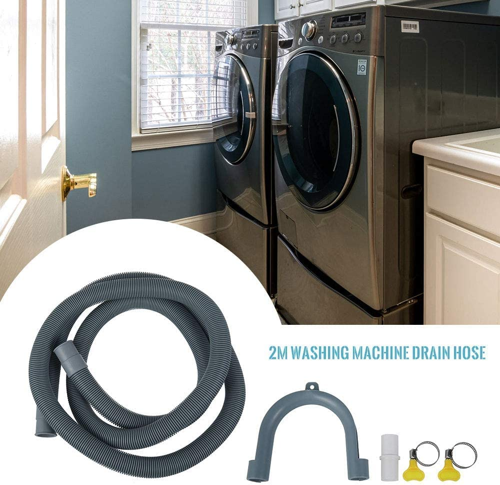 Dishwasher Washing Machine Replacement Hoses, 6.5Ft Washer Drain Hose Extension Kits Flexible Corrugated Drain Hose for Washing Machine with 1 Adapter1 U-Bend Holder 2 Hose Clamps image number 5