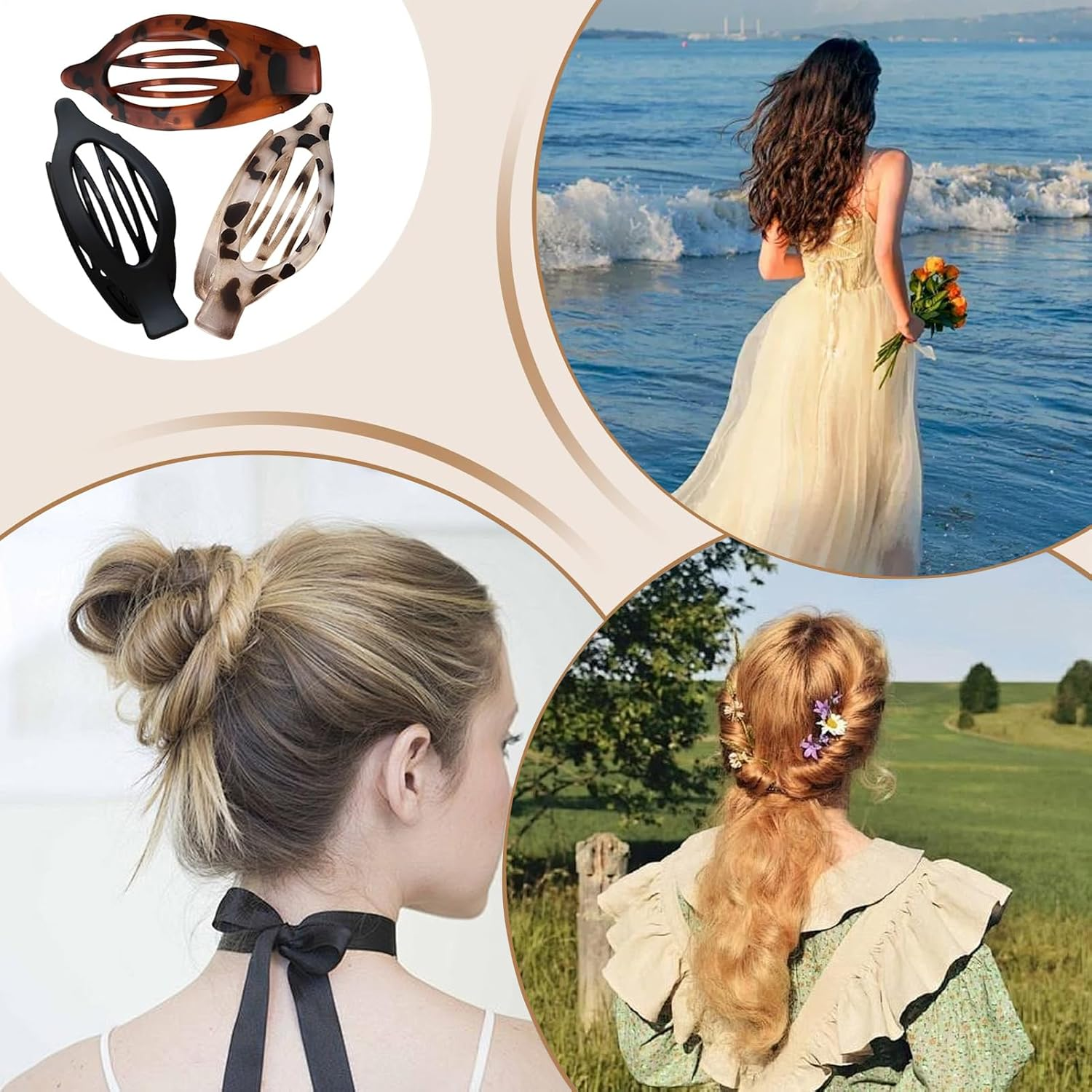 Flat Hair Claw Clips, Duckbill Flat Claw Hair Clips | Non Slip French Style Headpieces for Youth Women Nurse Ponytail Securing Gym Workout Wet Styling Dating Party image number 6