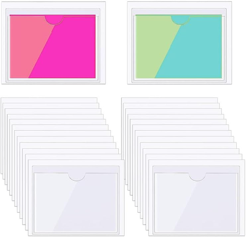 30Pcs Self Adhesive Index Card Pockets Sleeves,Self-Adhesive Index Card Pockets,Self-Adhesive Label Holder Card Pockets Label Holder Clear Library Card Holders for Home Office School Classroom image number 3
