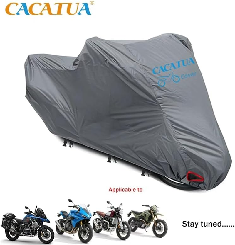 Motorcycle Cover, CACATUA Season Motorcycle Cover 100% Waterproof, Professional for Heavy Motorcycle/High-End Motorcycle,Dustproof Outdoor Sun Protection Universal with Lock Holes, Storage Bag, M image number 3