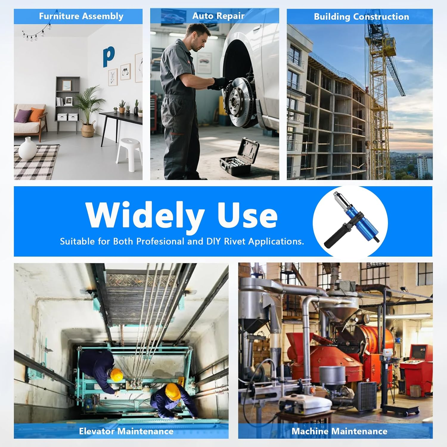 Universal Conversion Head for Blind Rivet Gun with 100 Blind Rivets,Electric Rivet Gunhandheld Rivet Gun Head Kit Tool image number 3