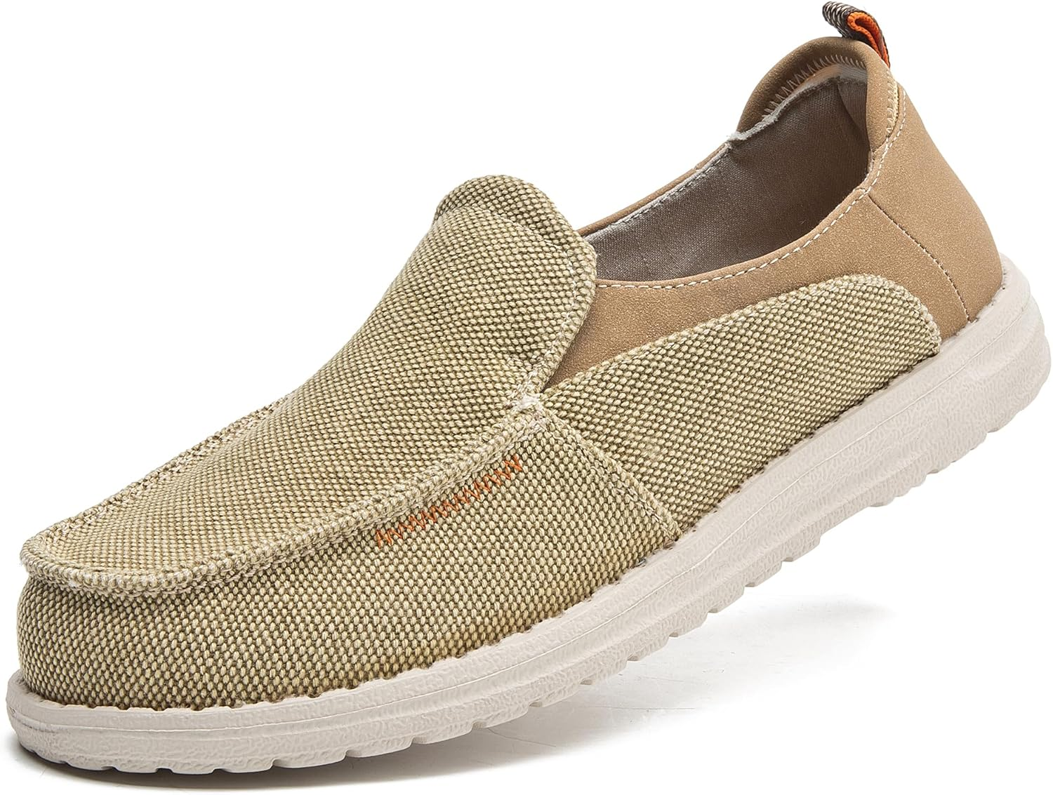 CLOWSE Men'S Casual Slip-On Loafers Deck Shoes Hands Free Canvas Wide Shoes Comfortable Stretch Walking Shoes image number 3