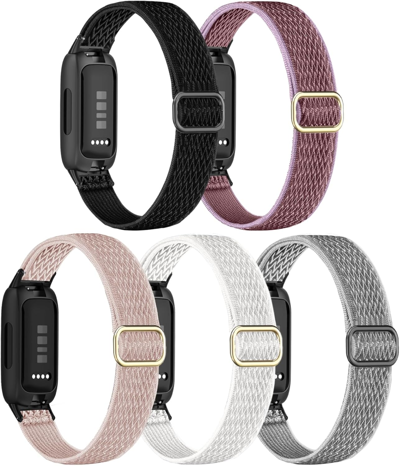 5 Pack Stretchy Nylon Compatible with Fitbit Inspire 3 Bands for Women Men, Elastic Adjustable Soft Sport Strap Replacement Wristband for Fitbit Inspire 3 Bands/Fitbit Inspire 2 Bands