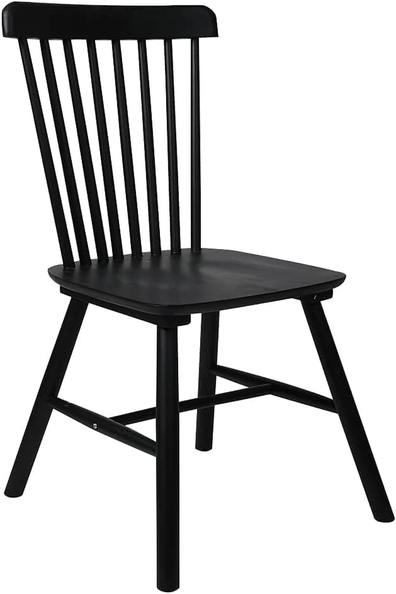 Levede 2X Dining Chairs Kitchen Windor Chair Natural Wood Cafe Lounge Seat Oak, Solid Wood Frame, Home Furniture for Dining Room, Living Room, Cafe, Courtyard, Load up To150Kg (Black)