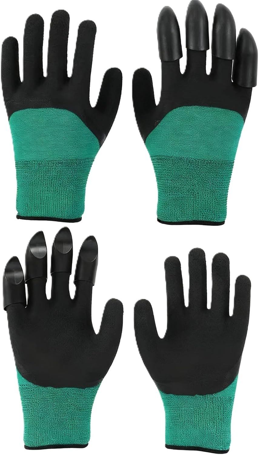 2 Pairs Garden Gloves with Claws | Latex Foam Digging Gloves for Planting Weeding Outdoor Gardening | Right-Hand Claw Protective Work Gloves for Aussie Backyard Veggie & Rose Care