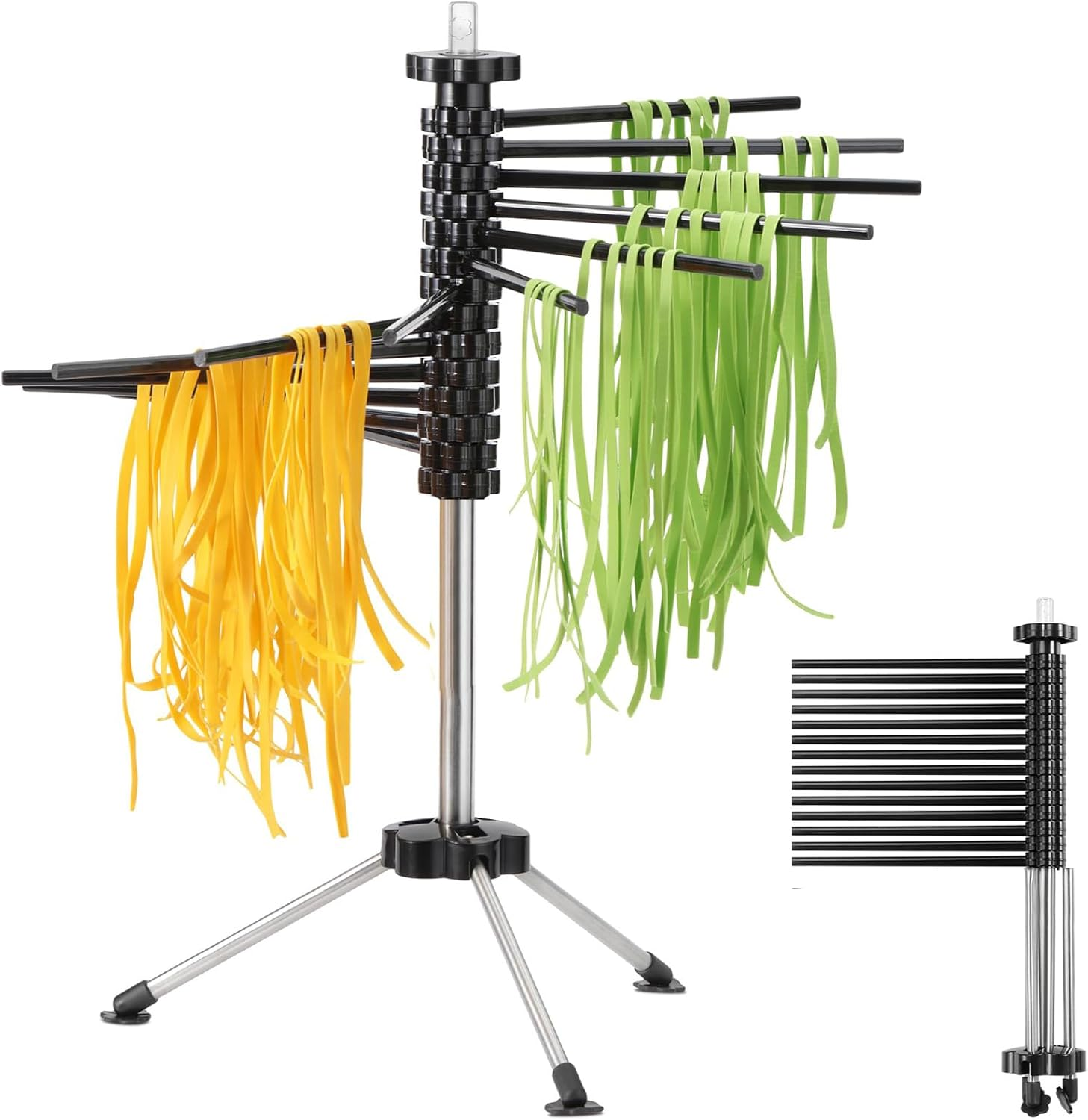 Collapsible Pasta Drying Rack, Tall Compact Spaghetti Noodle Stand with 14 Plastic Rods, Spaghetti and Noodle Dryer Rack image number 1