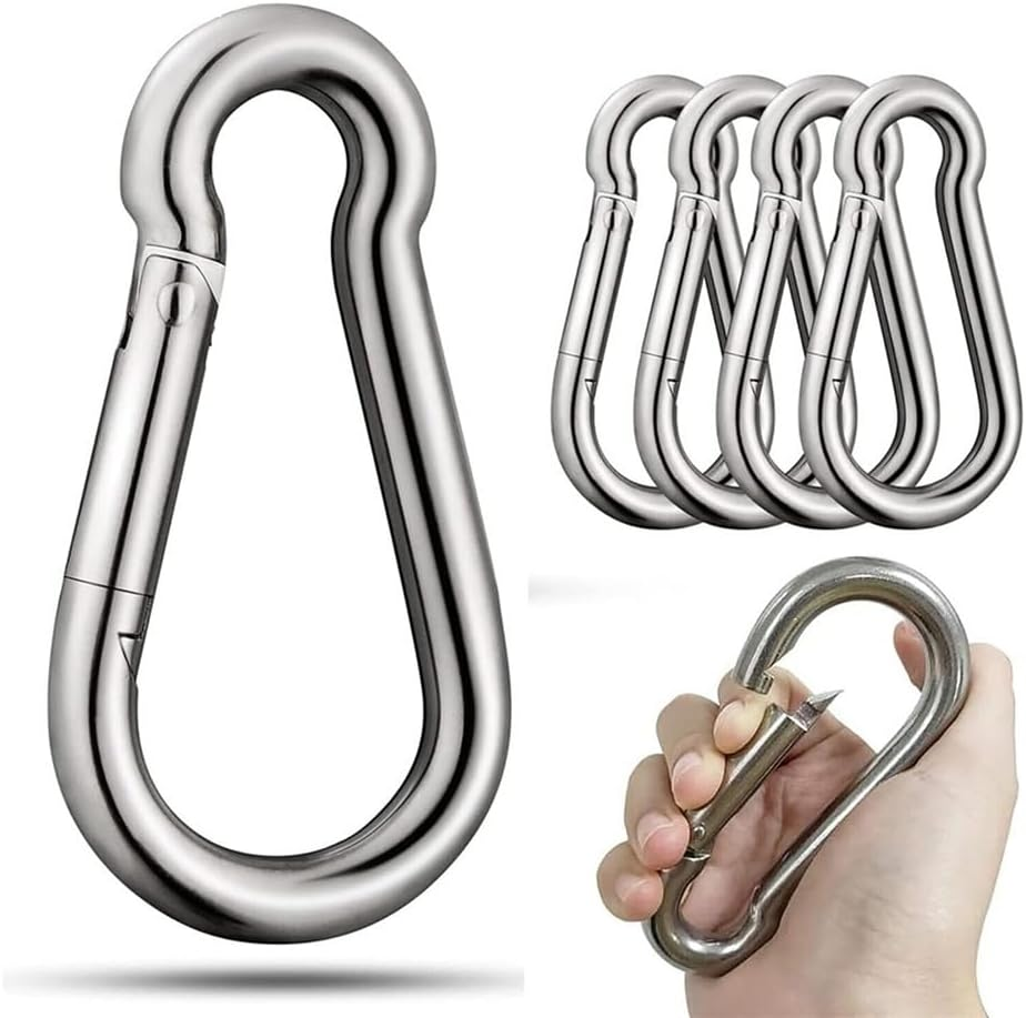 5Pcs Stainless Steel Spring Snap Hook Carabiner Clips for Heavy Hanging Climbing image number 3