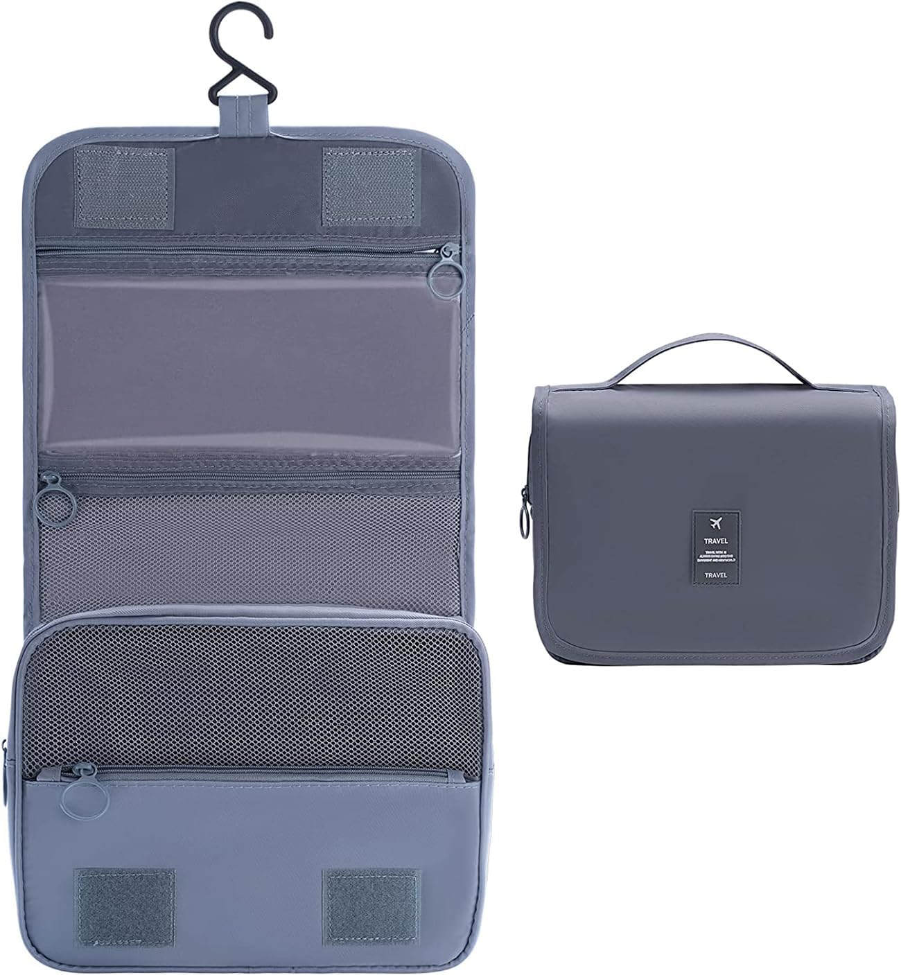 DAWNTREES Grey Hanging Travel Toiletry Bag Cosmetic Make up Organizer for Women and Girls,Travel Accessories,Make up Bag Toiletries Waterproof.