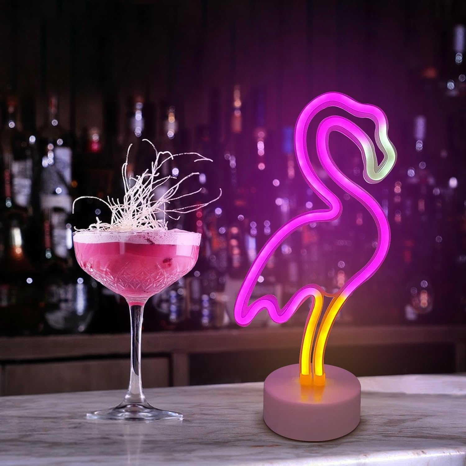 Flamingo Neon Signs with Base Flamingo LED Lights USB Battery Operated Luminous Colorful Lamp for Bedroom Birthday Party Valentine'S Day Gift image number 2