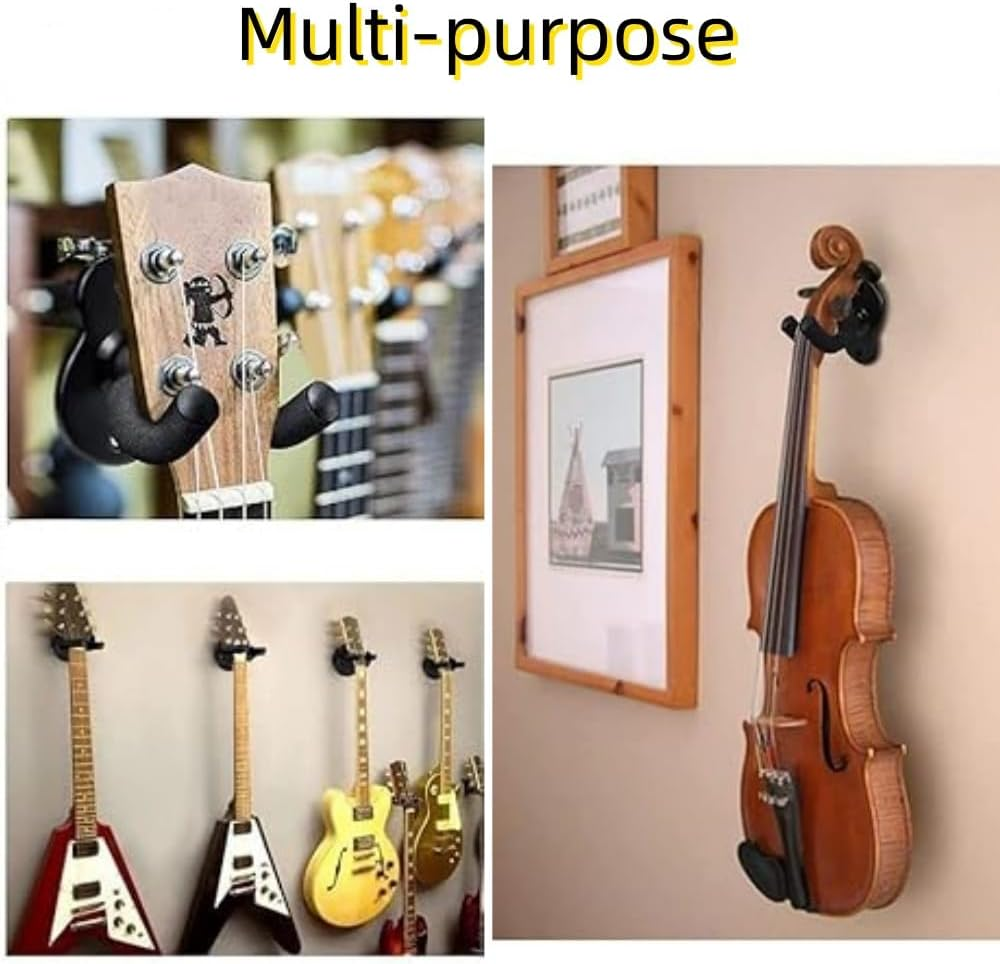 4 Pack Guitar Hanger Hook Wall Mount, Musical Instruments Stand for Hanging All Size Guitars, Bass,Mandolin Eatc. image number 1