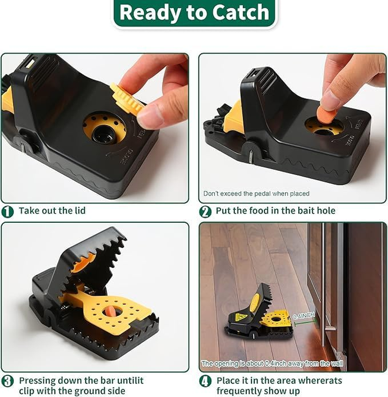 Mouse Traps, Rat Trap Quick Effectively Best Mouse Trap [2025 Update] Reusable Plastic Mousetraps Used Indoor & Outdoor Mice Snap Traps for Basement/Garage/Attic Anywhere 4Set image number 1