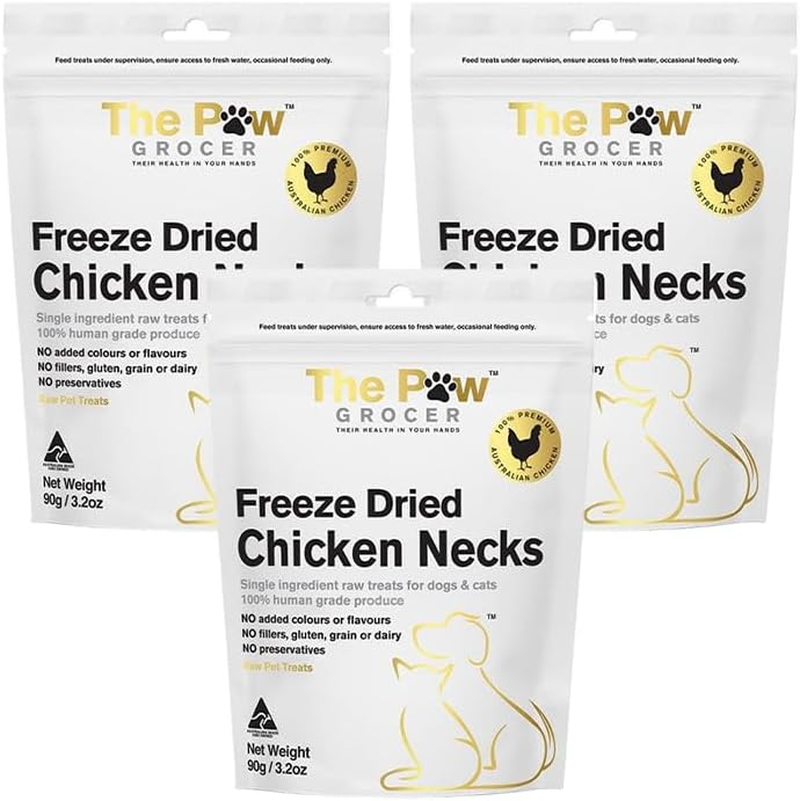 The PAW Grocer Freeze Dried Dog & Cat Treats-Chicken Necks 90G*3Bags