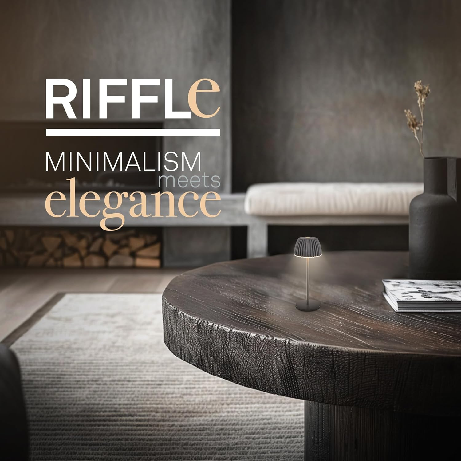 BRILONER - Riffle Nano LED Table Lamp Wireless IP44 with Light Edge, 6 X 15.5 Cm, Touch Dimmer, Battery Replaceable, Bedside Lamp, LED Lamp, Battery Lamp, German Design Award Winner 2025, Anthracite image number 2