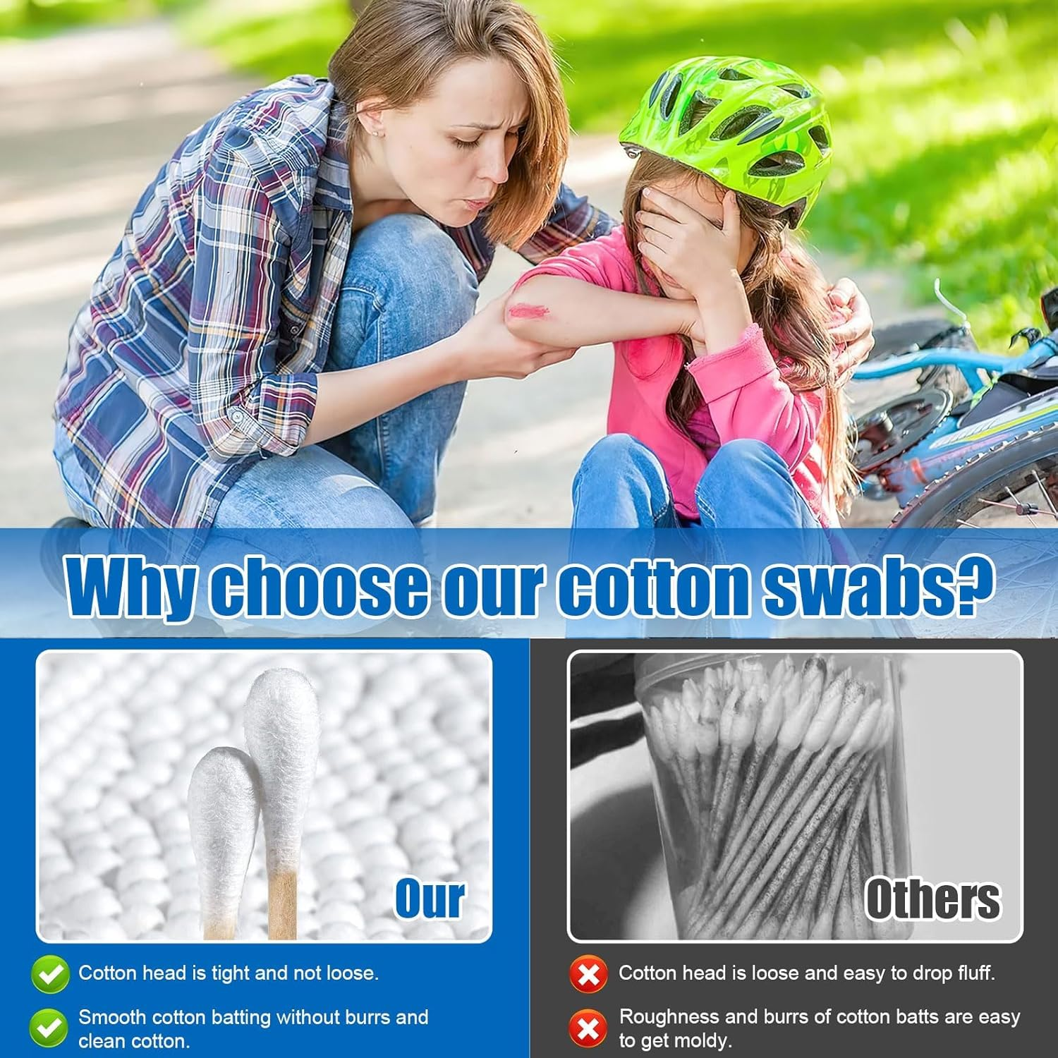 Cotton Swab, 500 Pcs Bamboo Cotton Swabs, round Tips Cotton Swabs for Makeup, Ears, Pet, Electronics Cleaning (White) image number 1