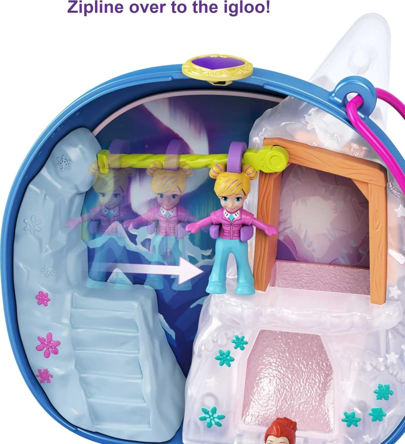 Polly Pocket Freezin' Fun Narwhal Compact with Fun Reveals, Micro Polly, Lila Dolls, Husky Dog & Sled, Polar Bear Figure & Sticker Sheet; 4 Y+, GKJ52 image number 5
