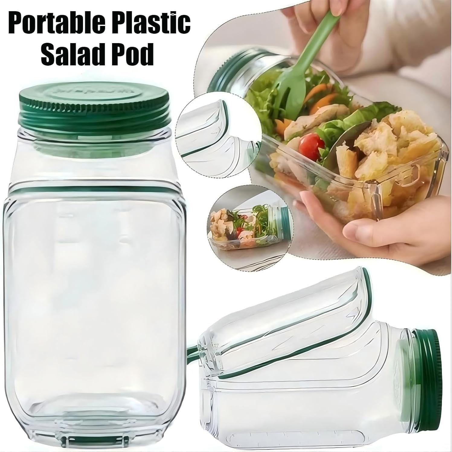 1Pcs Salad Jar, Salad Mason Jars with Side Open, Portable Salad Container, Leakproof Snack Box with Lid, Separate Sauce Box for Meal Prep Home Outdoor Travel (1Pc) image number 5