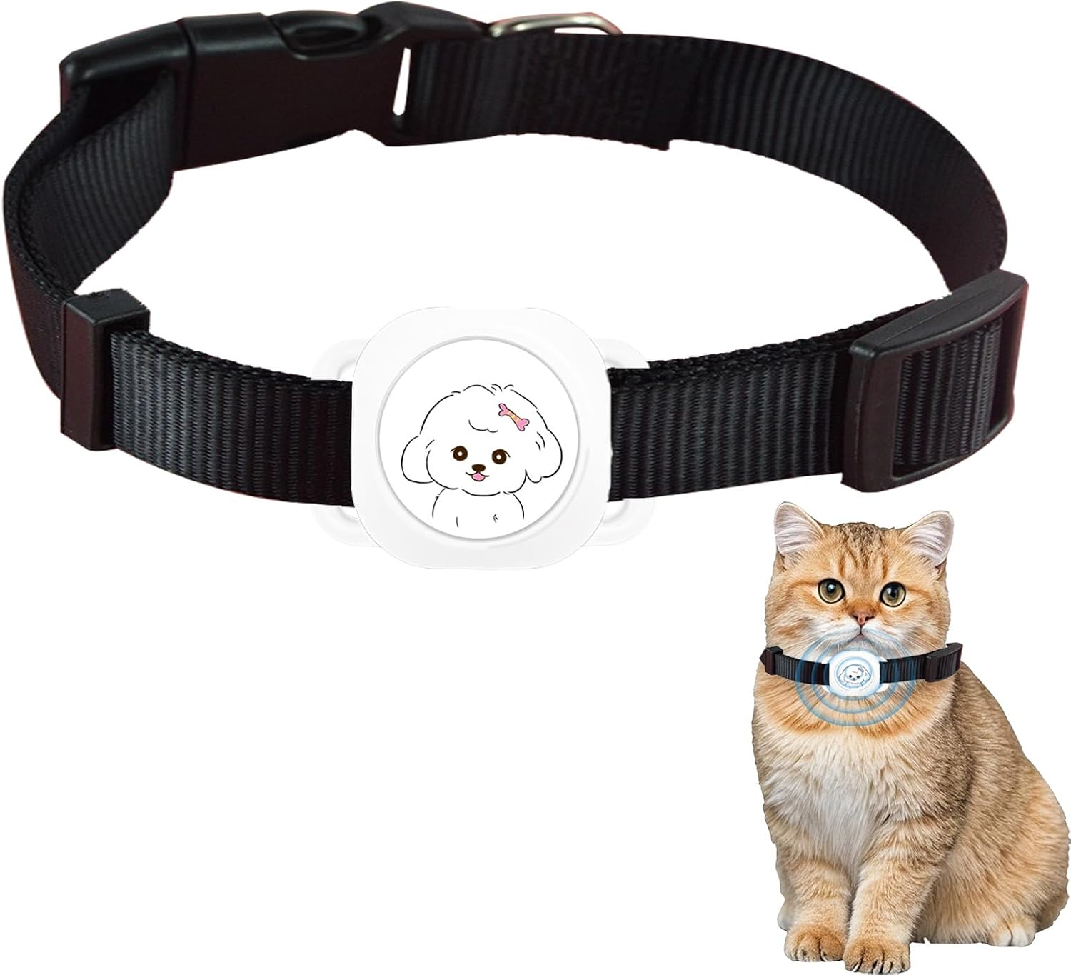 Smart Pet Tracker with Collar Holder &ndash; Lightweight 10G Pet Location Tracker for Dogs and Cats, Long Battery Life, No Monthly Fee, Bluetooth & Find My Compatibility, Waterproof, Safe & Durable (White) image number 1