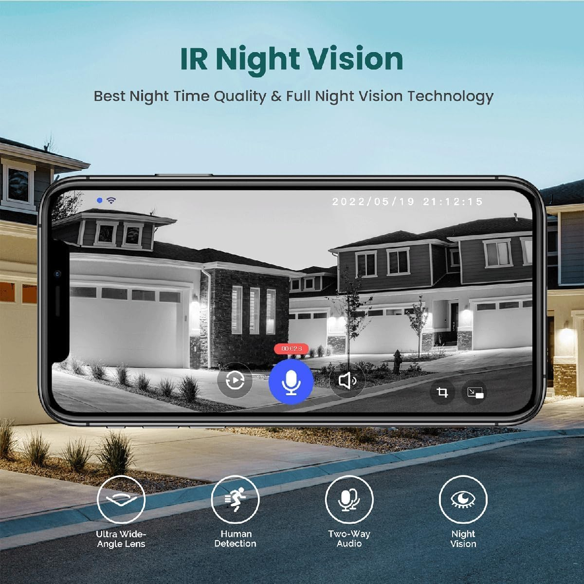 M8 Smart Wireless Video Doorbell &ndash; 720P HD, Wifi Remote Monitoring, PIR Motion Detection, Two-Way Audio, Night Vision &ndash; Aiwit App &ndash; Black image number 5