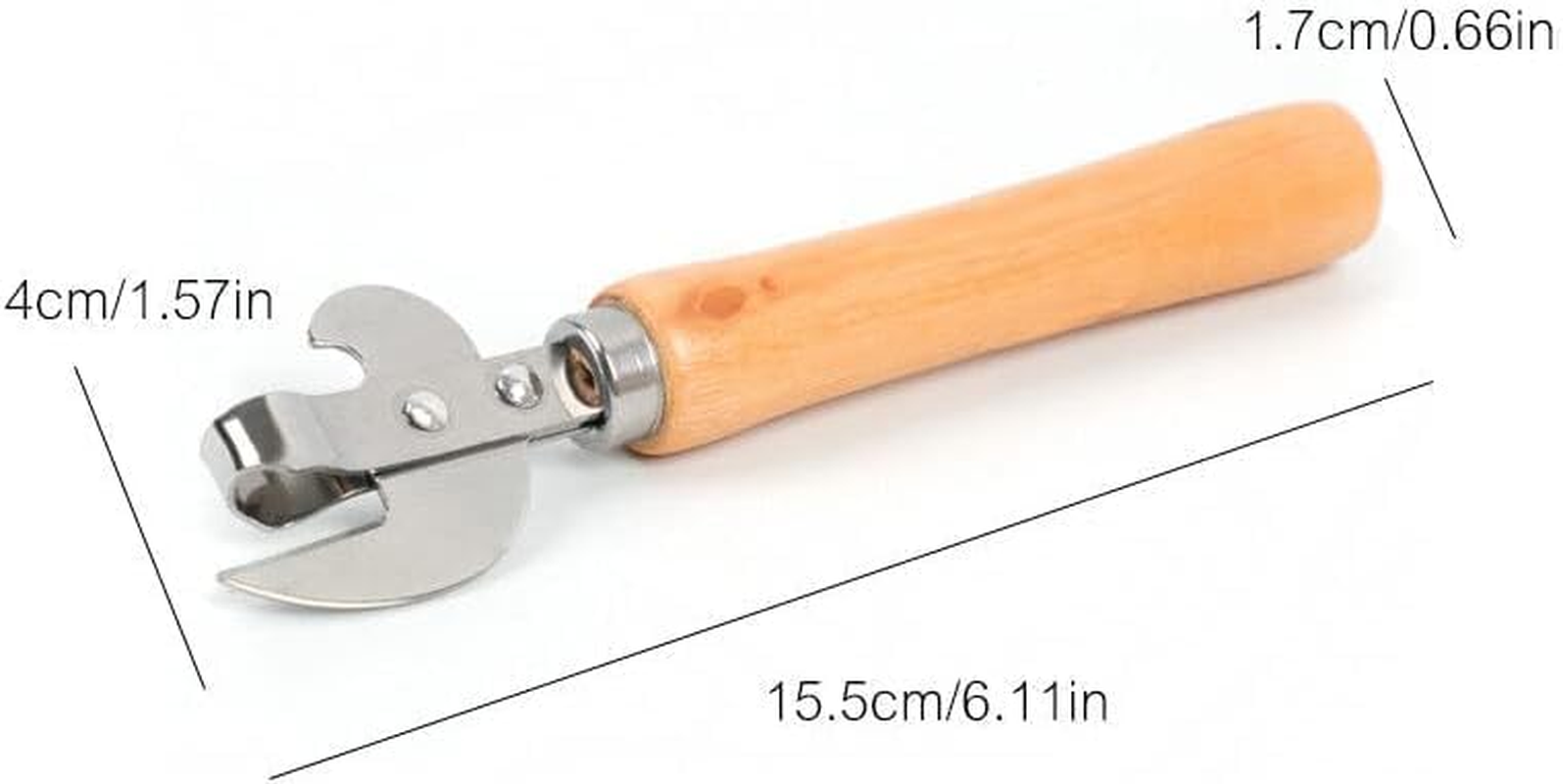 Stainless Steel Kitchen Utensil Multifunctional Lid Remov-E Side Cut Manual Can Opener with Wood Handle image number 4