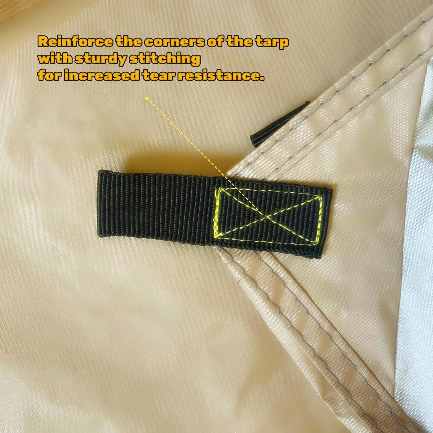 Fay Bless Rain Fly Camping Tarp Waterproof Resistant Sun Shade Lightweight Hammock Tent Tarp with Multifunctional Camping Accessories(Beige, 3&times;3M) image number 4