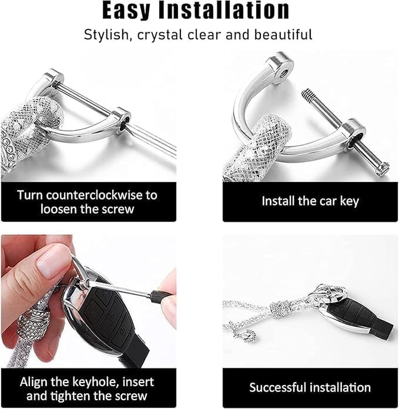 2 PCS Bling Car Keychain, Glitter Key Ring Strap with Heart, Rhinestones Key Chains for Women Girls, Car Accessories