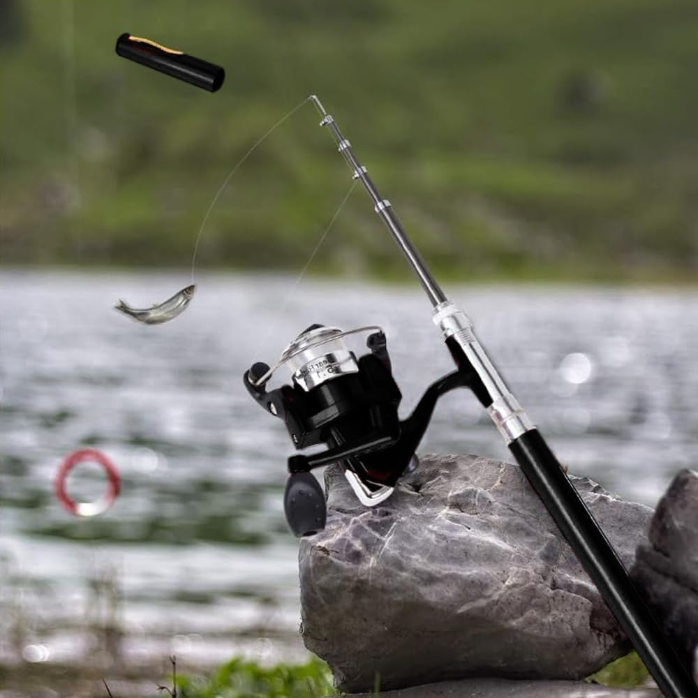 Fishing Rod Reel Combo, Mini Pen Fishing Pole Kit Telescopic Fishing Rod Spinning Reel Combo Kit image number 1