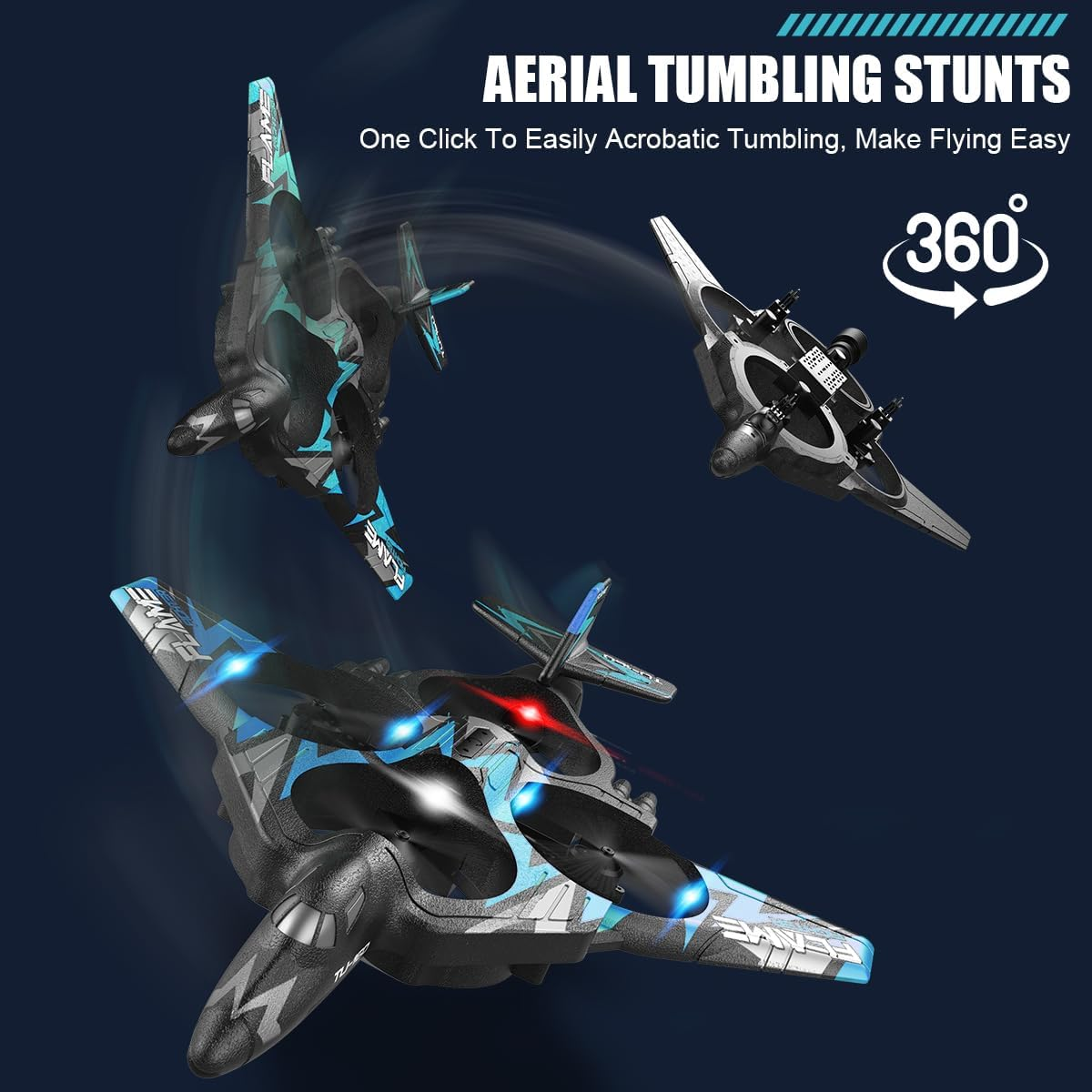 4 Channel RC Plane, Remote Control Airplane Fighter with 3 Modes, Stunt Roll, Cool Light,Tow Batteries, Remote Control Plane for Boys Kids Adult Beginner image number 6