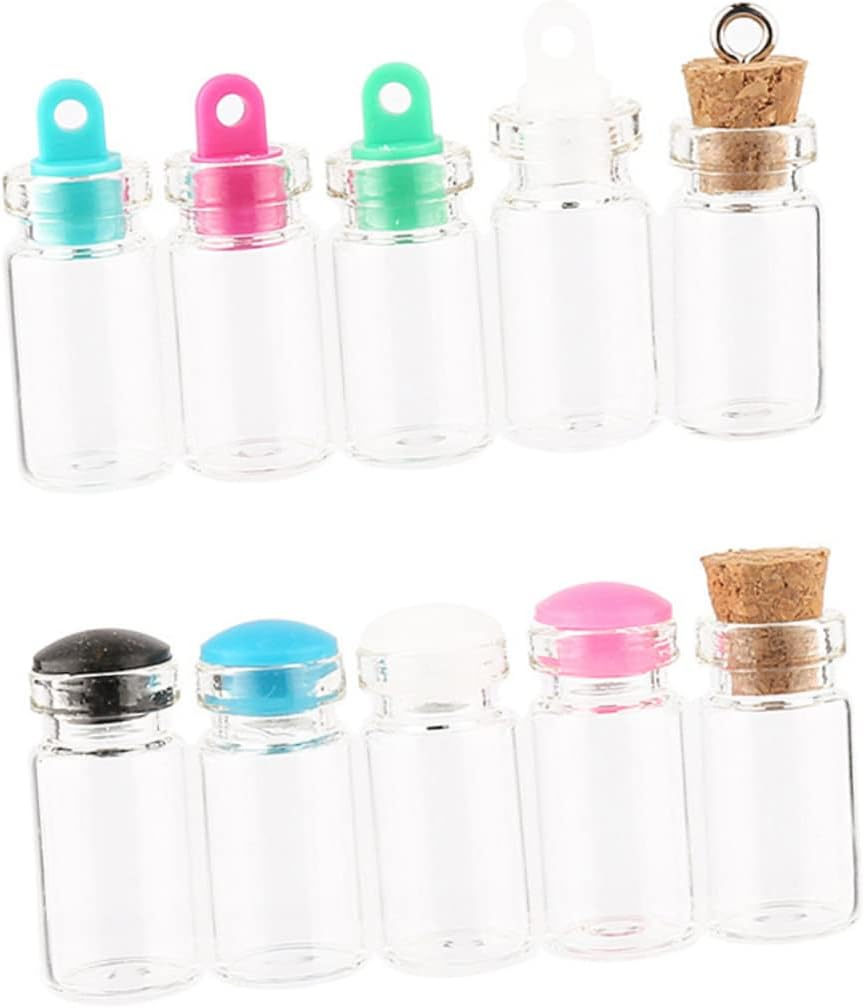 Ciieeo 150Pcs Mini Glass Jars Silicone Plug Small for DIY Wish Bottles for Message Weddings and Party Favors Random Color image number 6