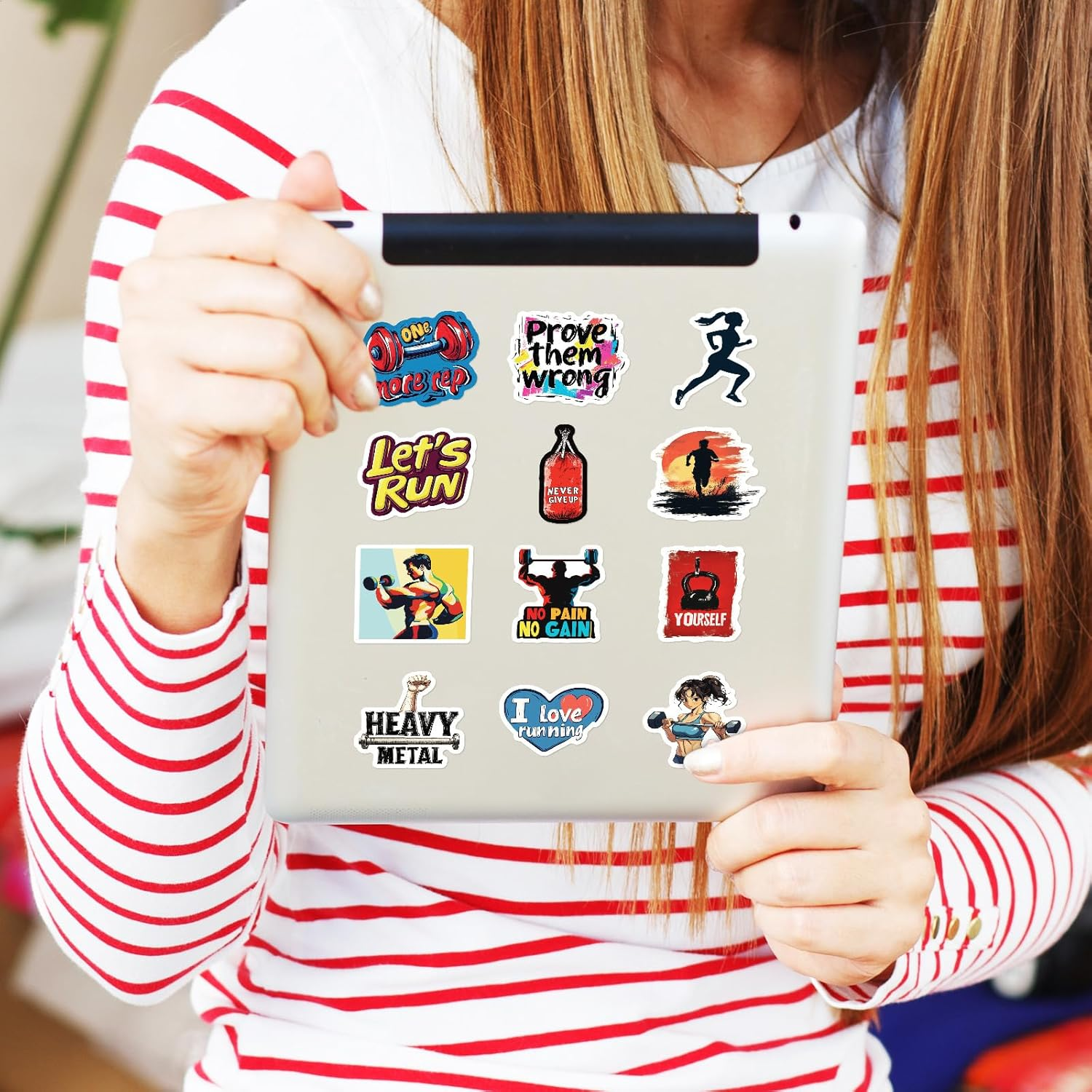 50Pcs Fitness Stickers, Waterproof Vinyl Decal for Kids Girl Teen Adult Student Water Bottle Laptop Phone Computer Skateboard Luggage Notebook Scrapbook Helmet (Boxing Sport) image number 1