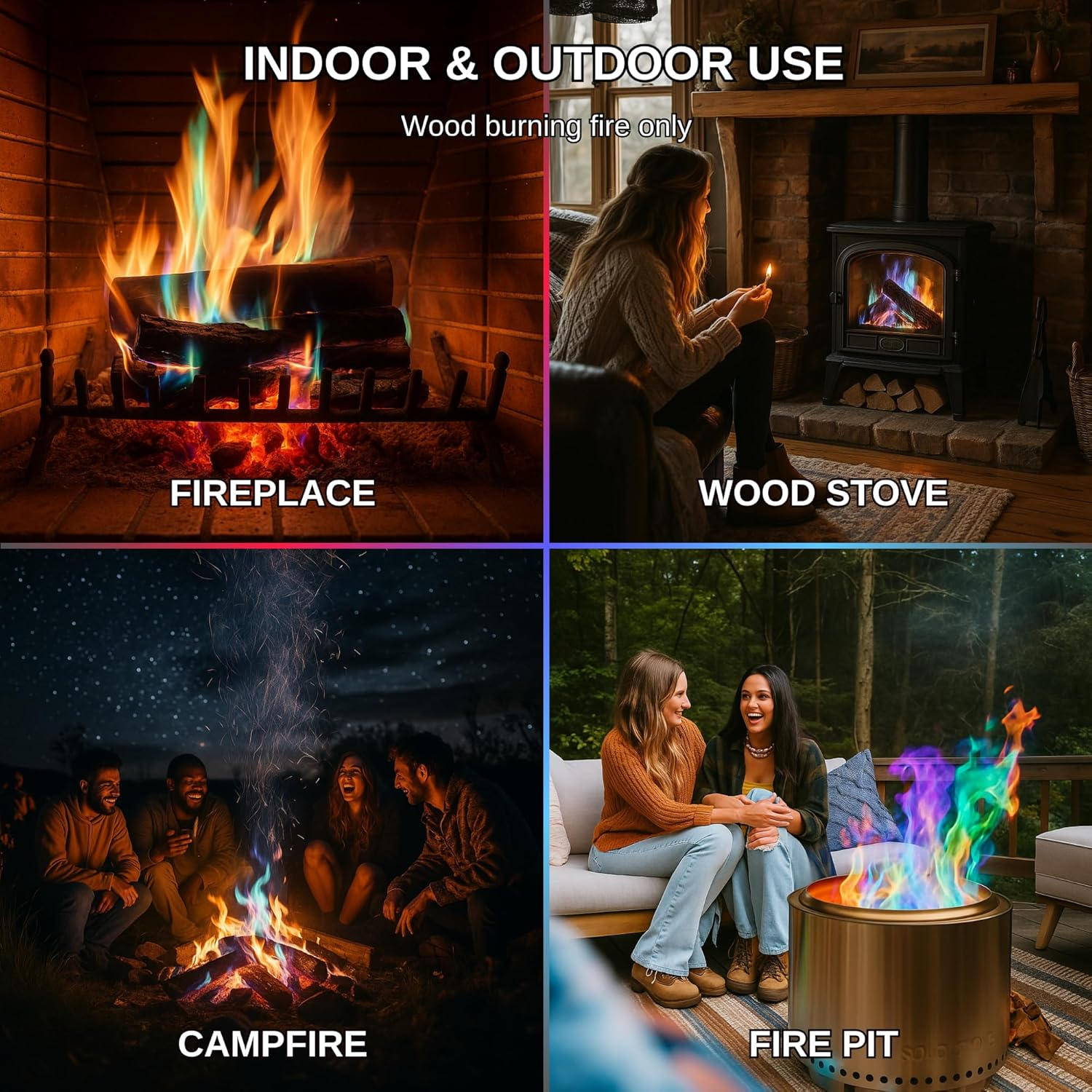 Dextreme Fire Color Changing Packets - Fire Color Packets, Color Changer for Campfires, Fire Pits, and Fireplaces, Longer Lasting Burn Time, Safe and Non-Toxic (50 Pack) image number 5