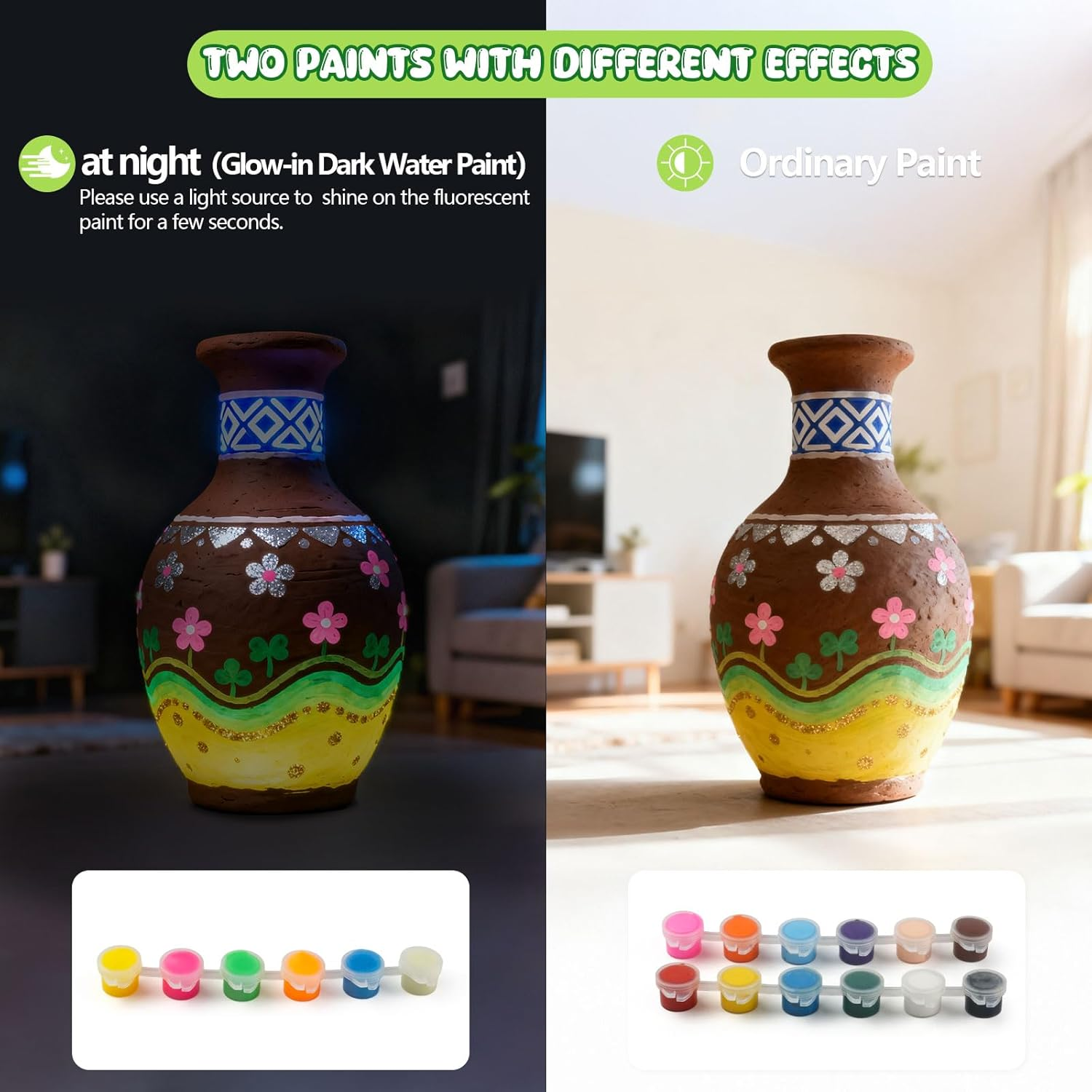 Pottery Wheel for Kids- Complete Pottery Arts and Crafts for Kids Ages 8-12, Pottery Studio Kit with Air-Dry Clay*3, Fluorescent Water Painting, Christmas Birthday Gifts Toys for Boy Girls Age 6 7 8 +